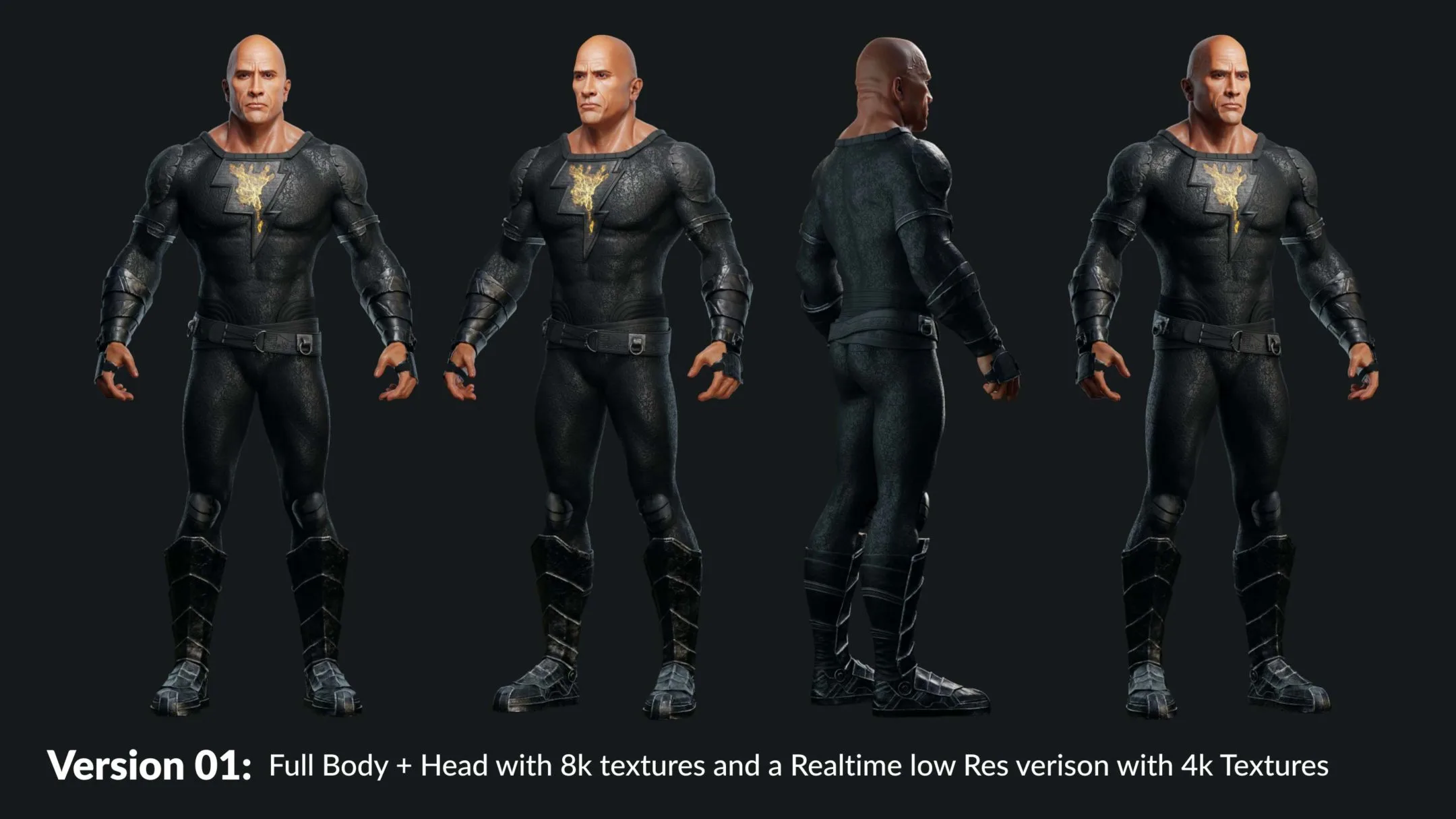 Black Adam - Dwayne Johnson Movie Replica Realistic 3D Model