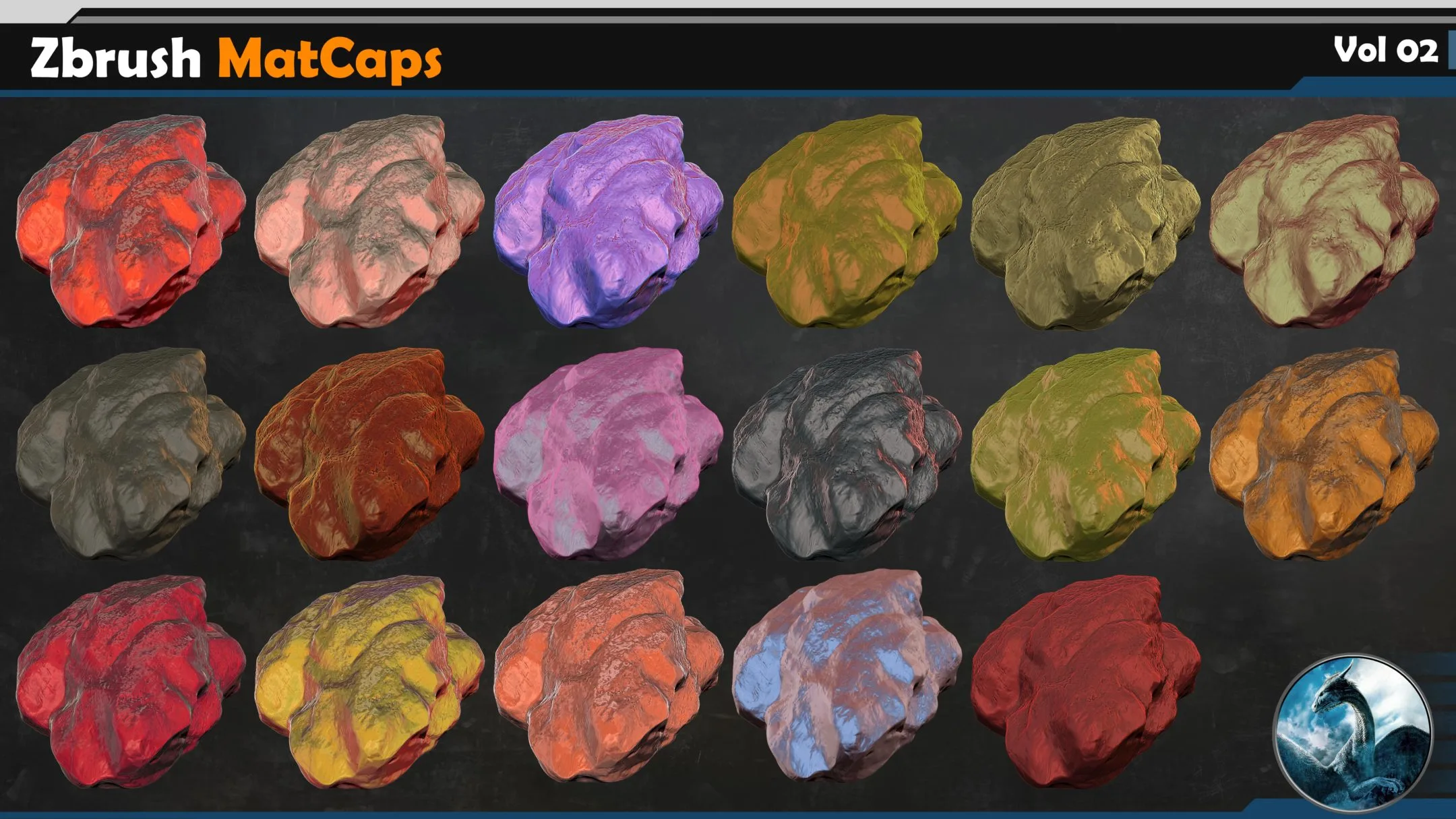 50 Zbrush MatCaps Vol 02