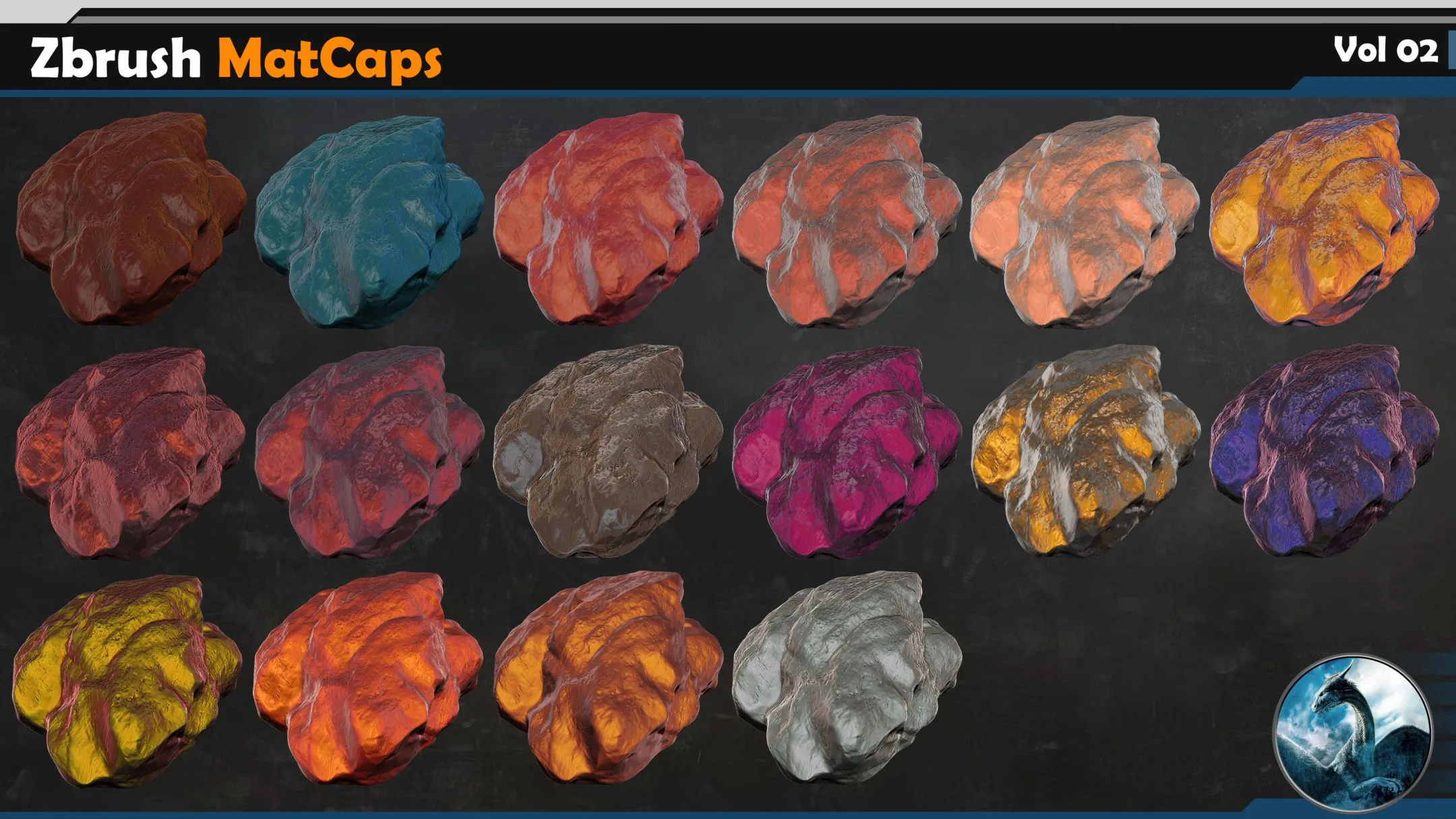 50 Zbrush MatCaps Vol 02