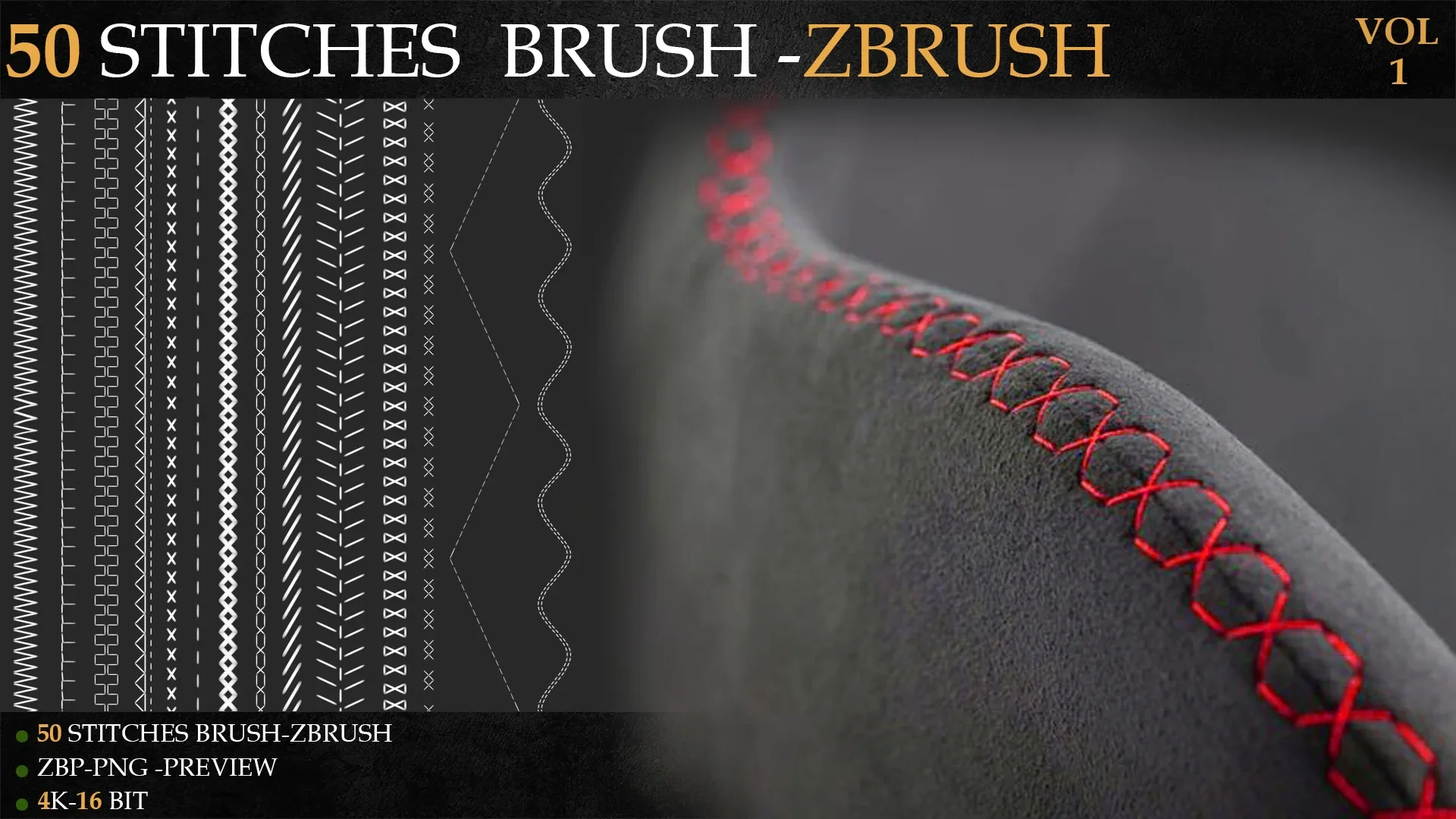 50 STITCHES BRUSH (ZBRUSH)-VOL 1