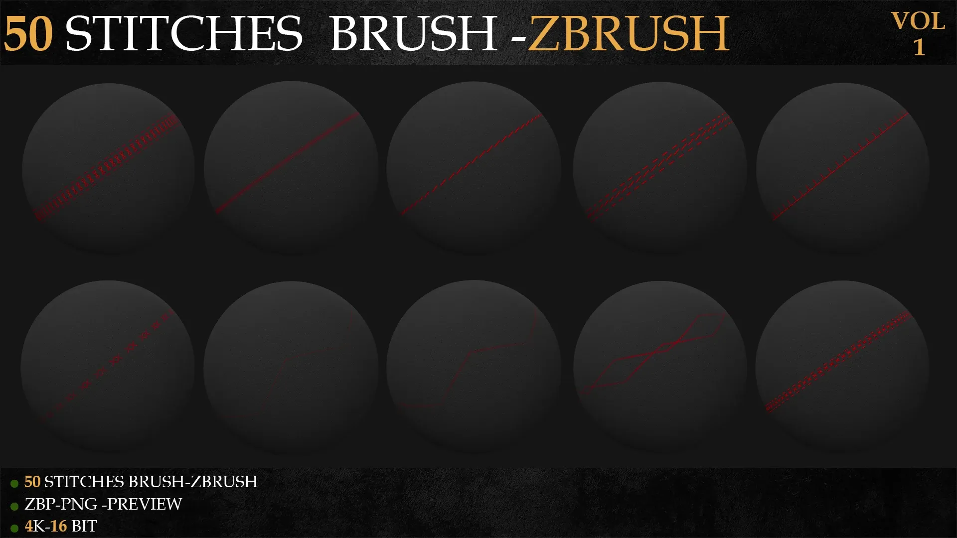 50 STITCHES BRUSH (ZBRUSH)-VOL 1