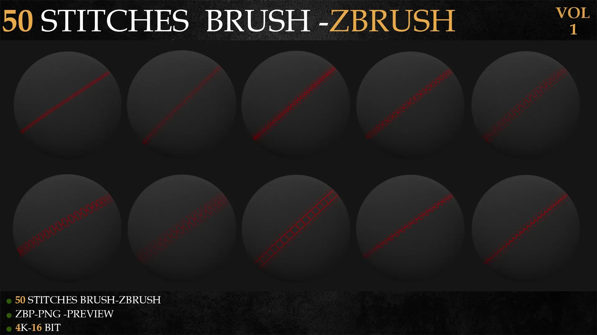 50 STITCHES BRUSH (ZBRUSH)-VOL 1