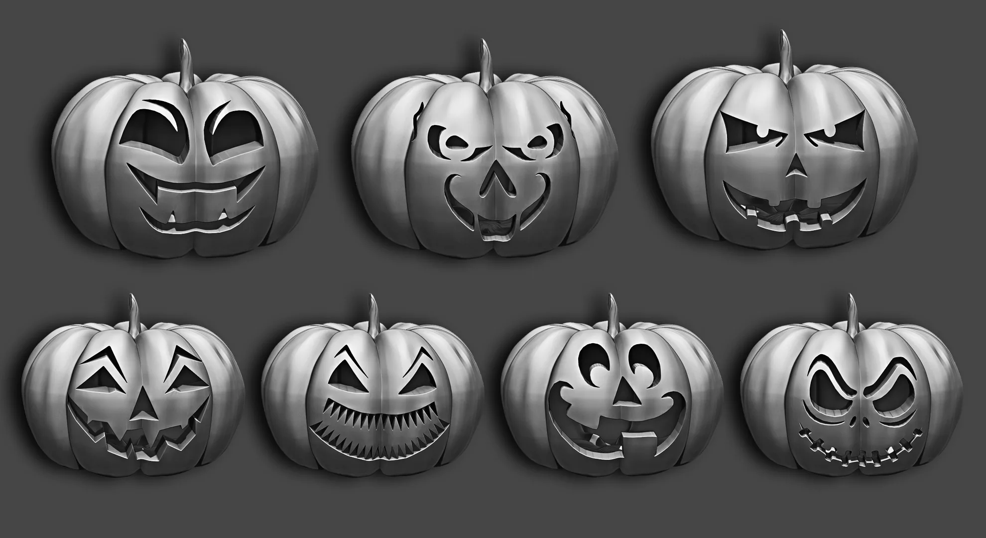 15 Halloween Pumpkin Base Mesh Vol 1