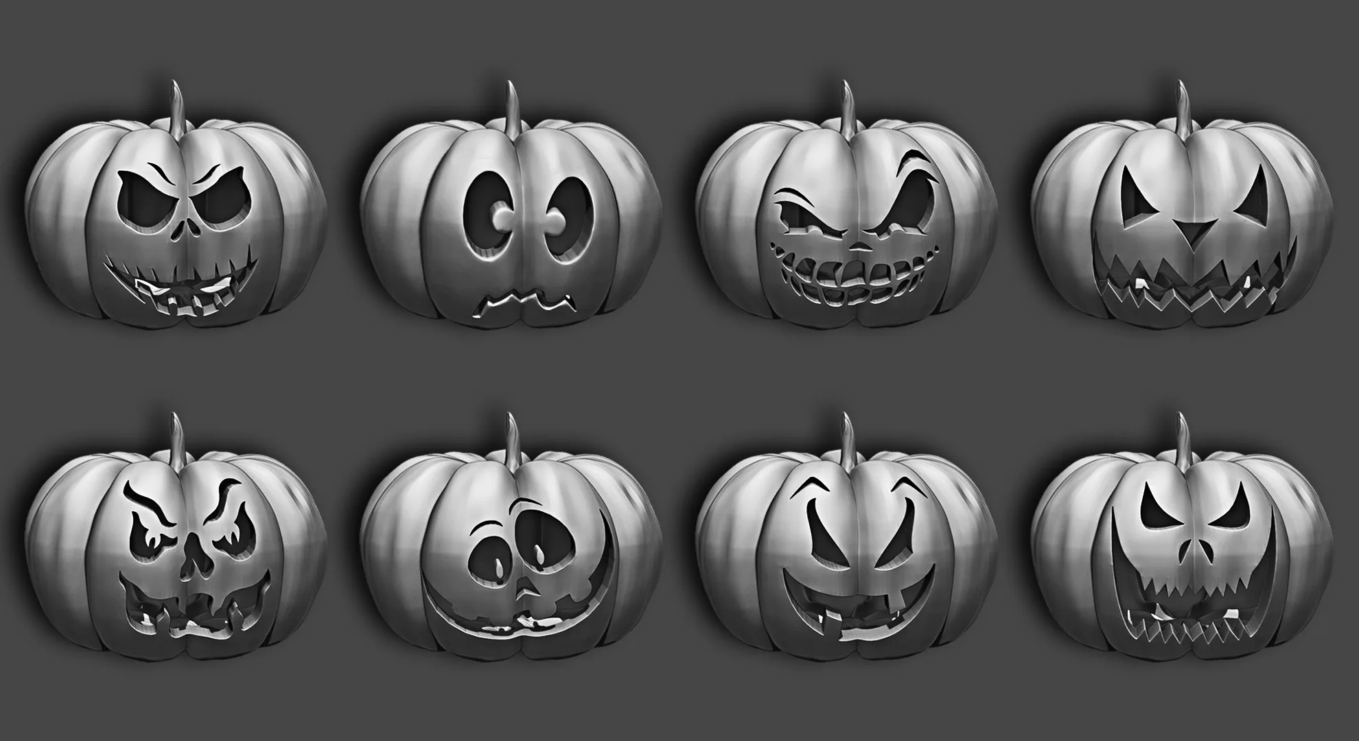 15 Halloween Pumpkin Base Mesh Vol 1