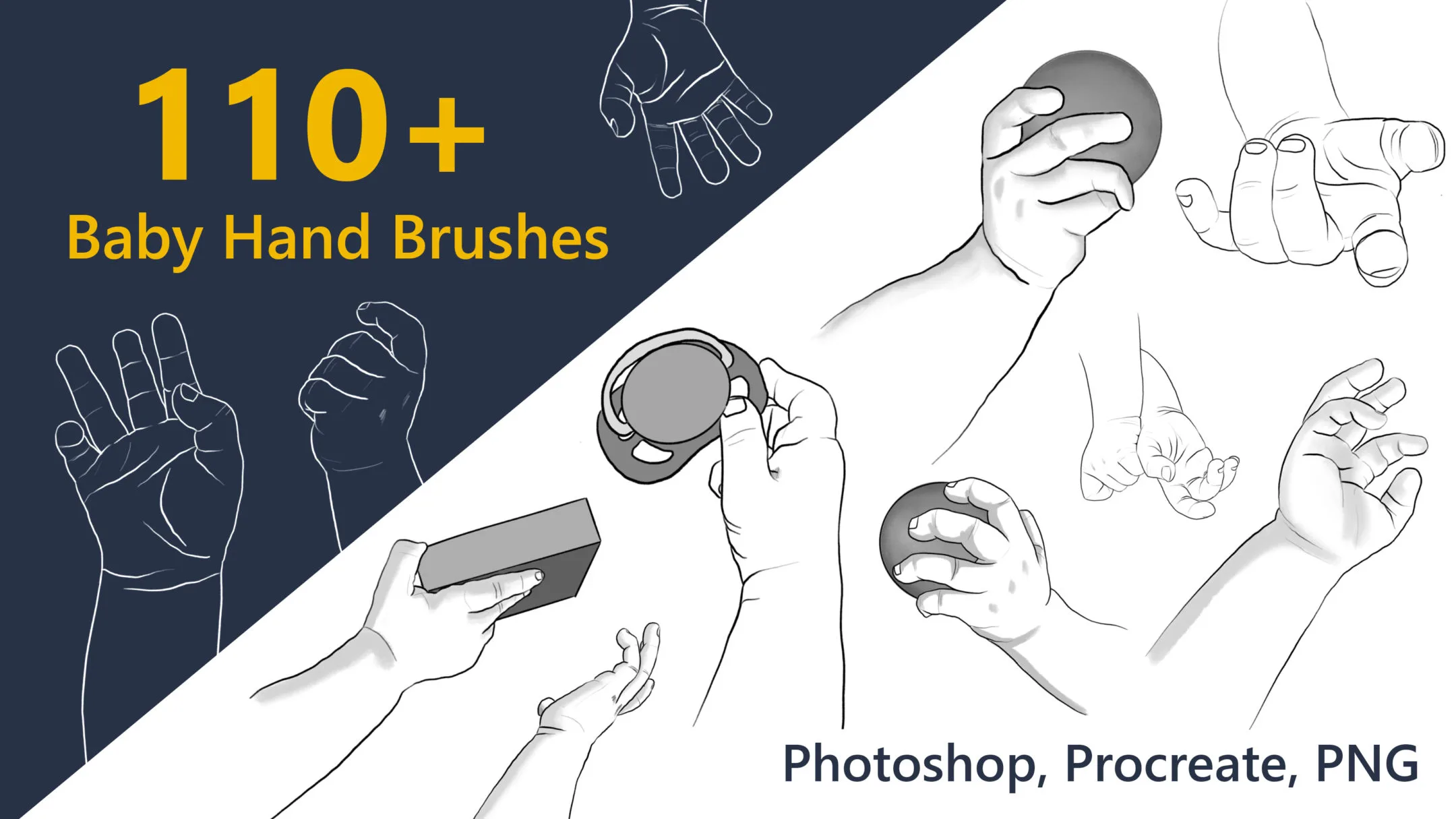 Baby Hand Brushes for Photoshop and Procreate