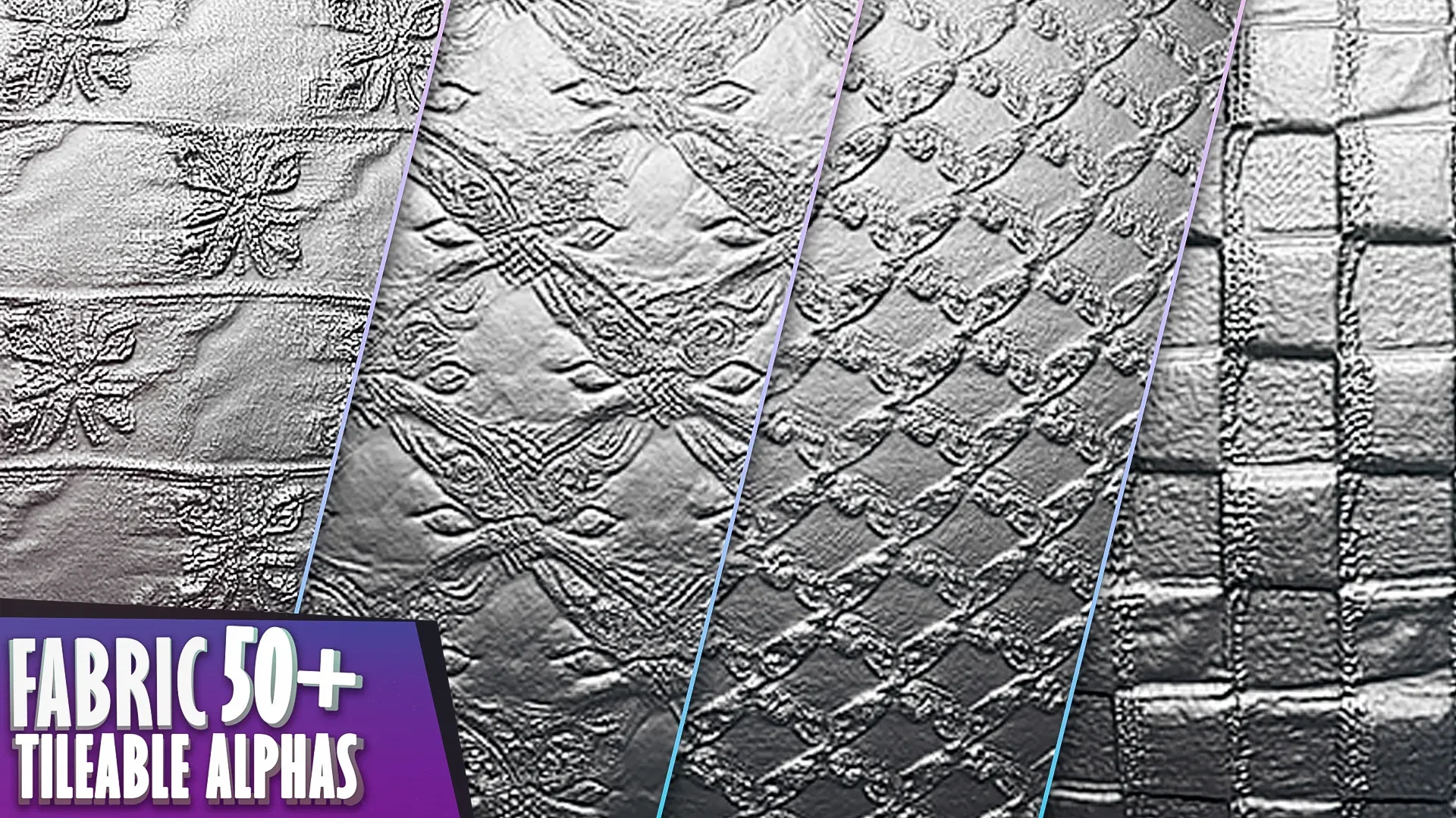 50+ Fabric Tileable Alphas Vol.11 (ZBrush, Substance, Displacement Map)