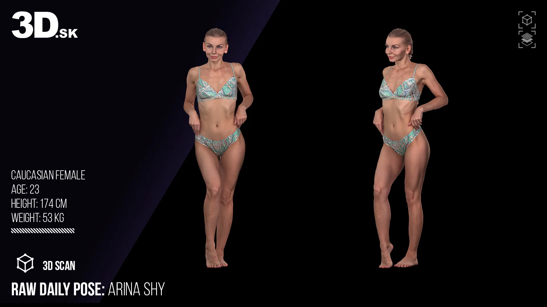 Raw Daily Pose Scan | 3D Model Arina Shy Underwear