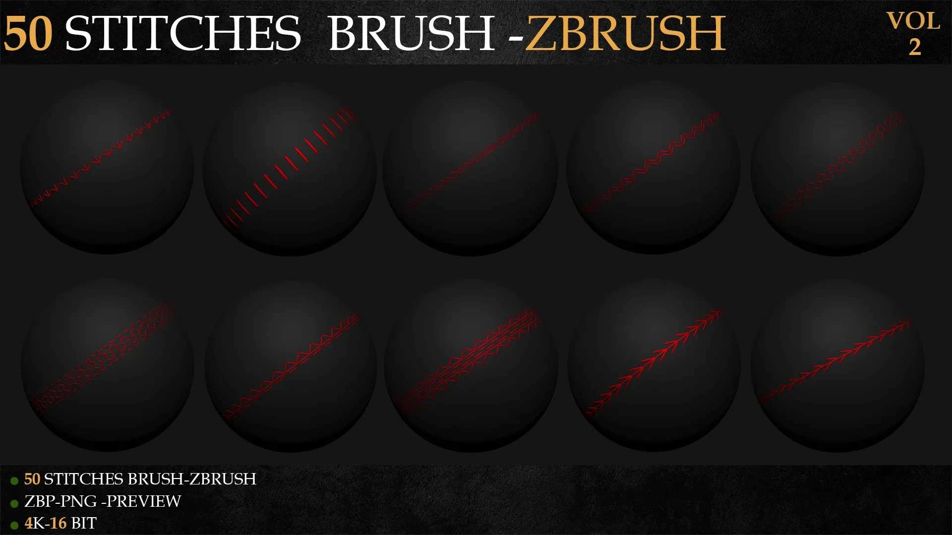 50 STITCHES BRUSH (ZBRUSH)-VOL 2