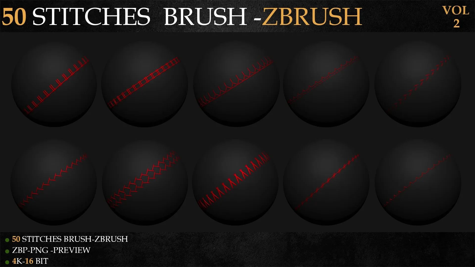 50 STITCHES BRUSH (ZBRUSH)-VOL 2