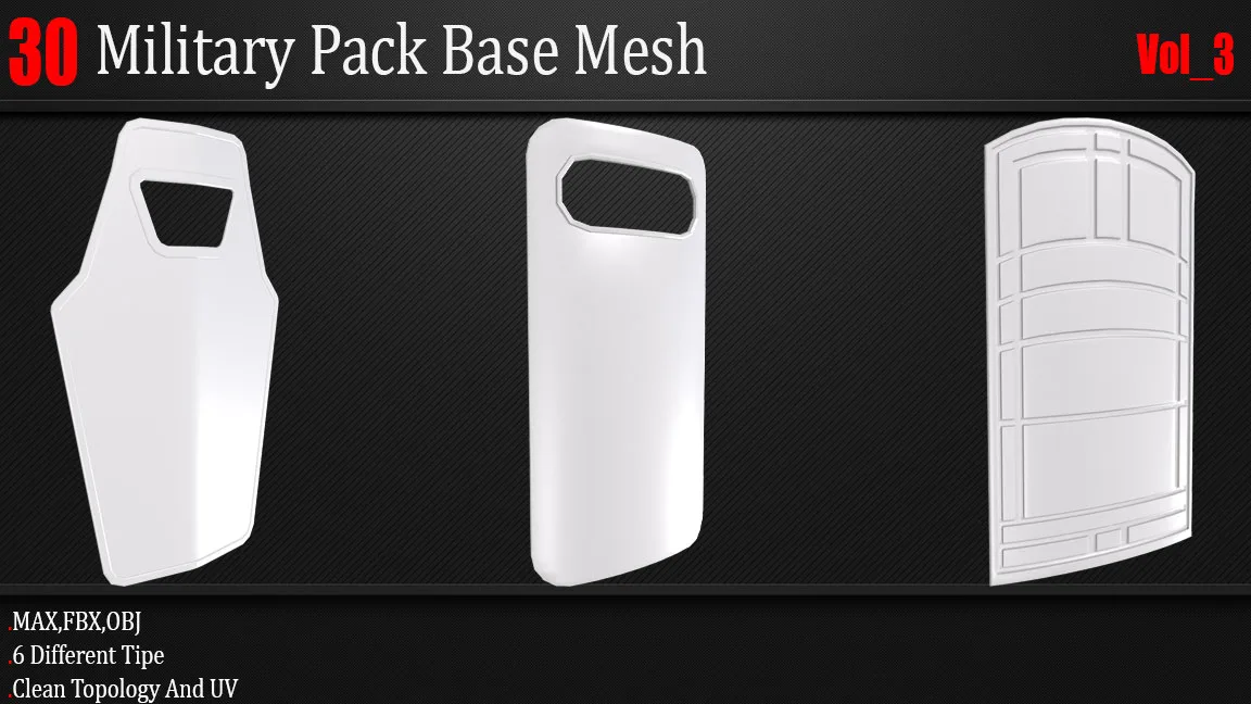 30 Military Pack Base Mesh_Vol 03 ( Game Ready )