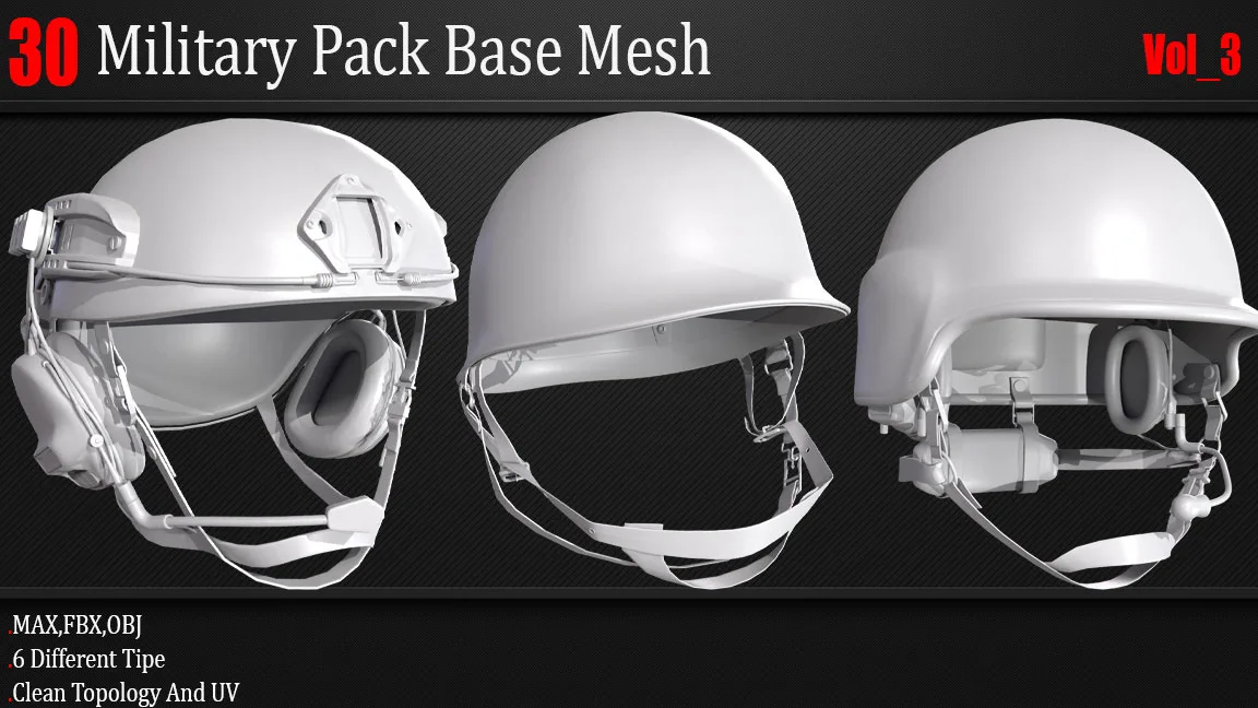 30 Military Pack Base Mesh_Vol 03 ( Game Ready )