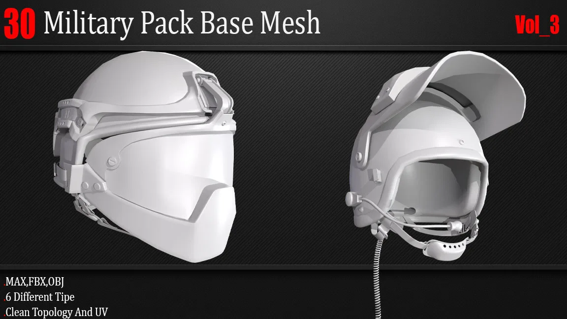 30 Military Pack Base Mesh_Vol 03 ( Game Ready )