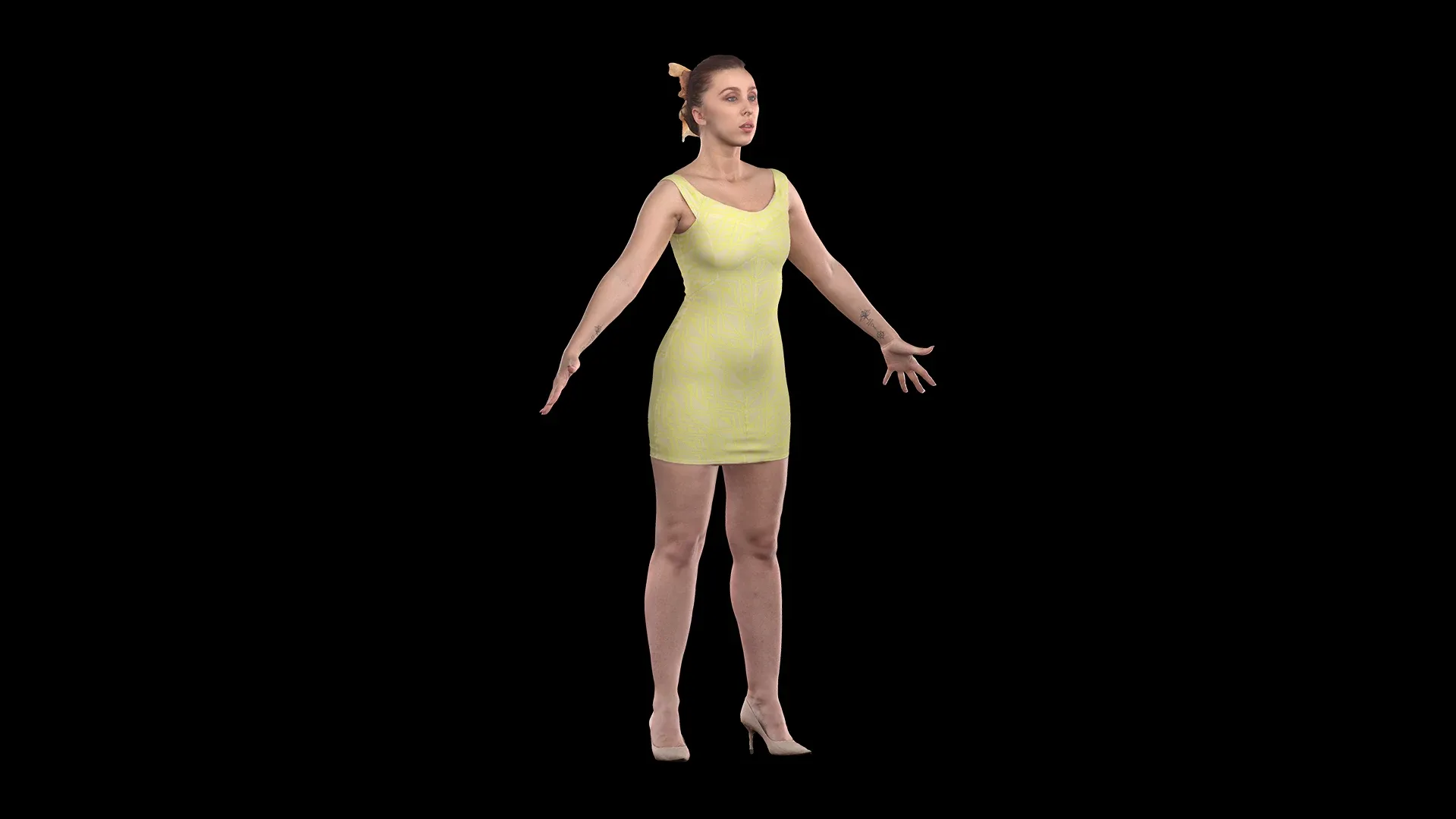 Cleaned A Pose Scan | 3D Model Mia Brown Dressed