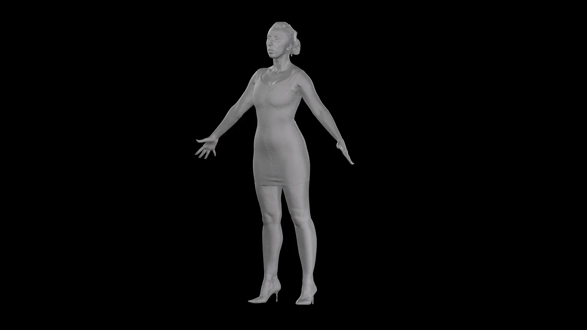 Cleaned A Pose Scan | 3D Model Mia Brown Dressed