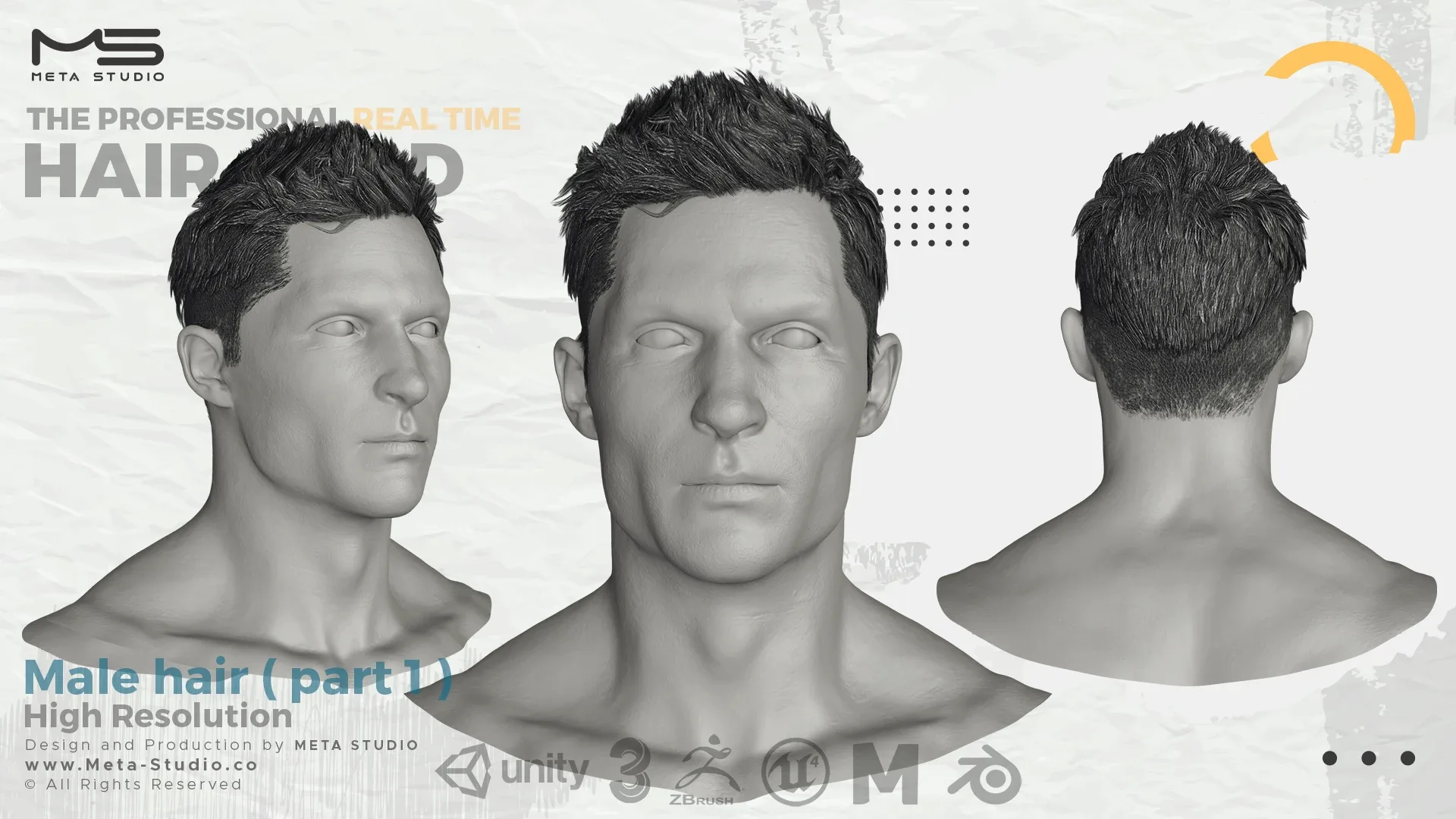 Professional Realtime Hair card - Male Hair ( part 1 )