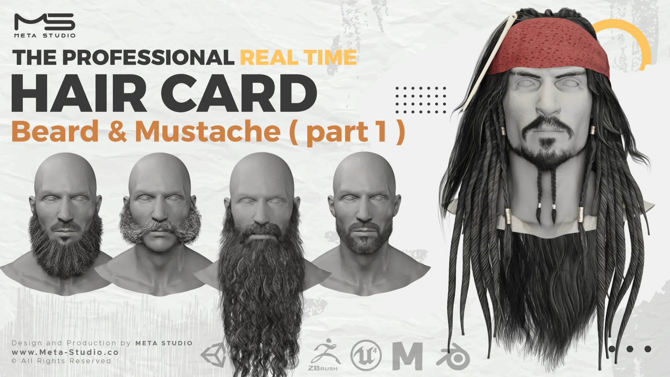 Professional Realtime Hair card - Beard and Mustache ( part 1 )