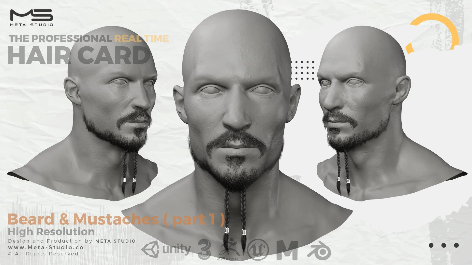 Professional Realtime Hair card - Beard and Mustache ( part 1 )