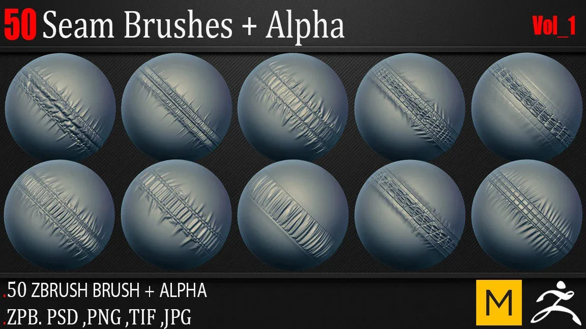 50 Seam Brushes + Alpha Vol_1