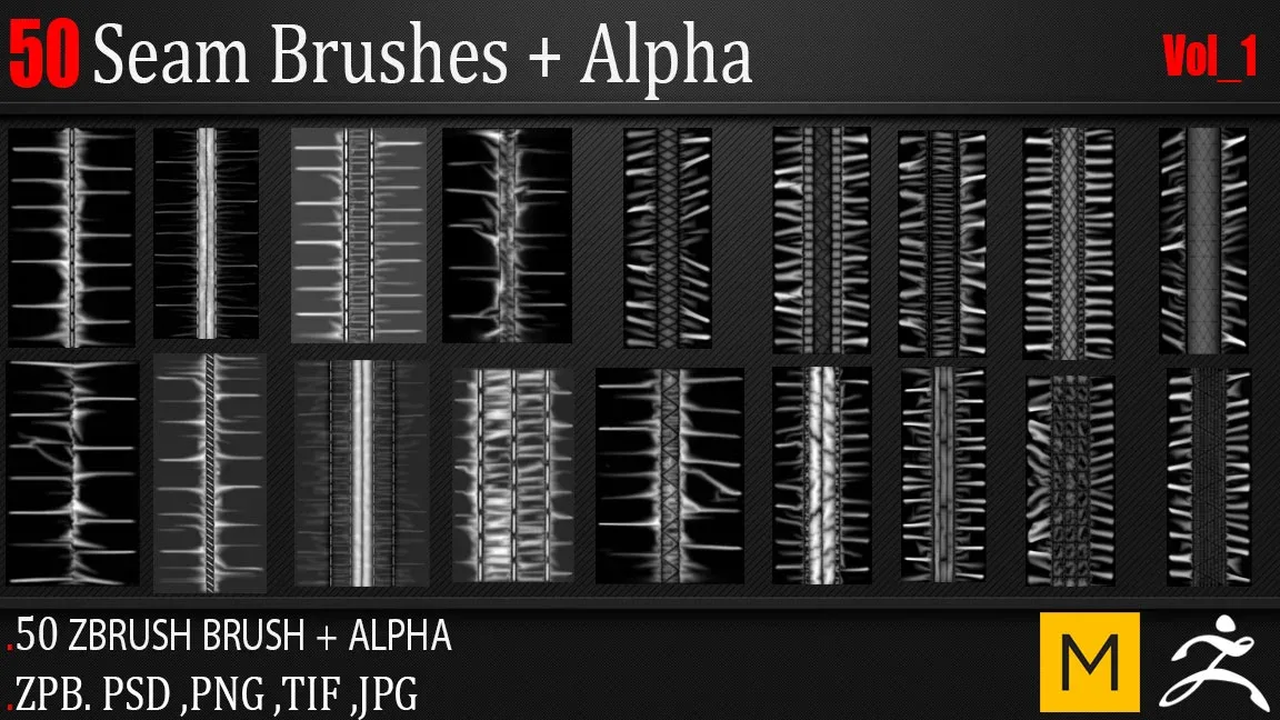 50 Seam Brushes + Alpha Vol_1