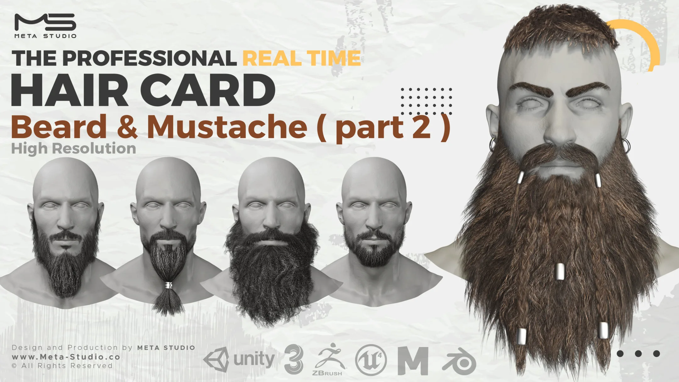 Beard and Mustache Part 2 - Professional Realtime Hair card