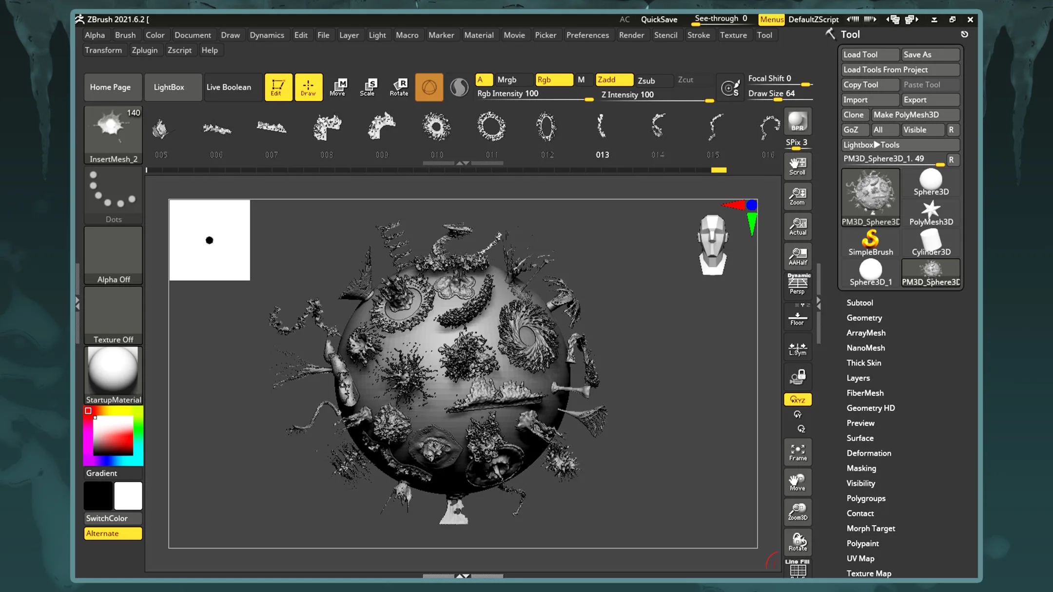 140 Fluid Splash 3D Model, IMM Brush and Alpha Vol.2