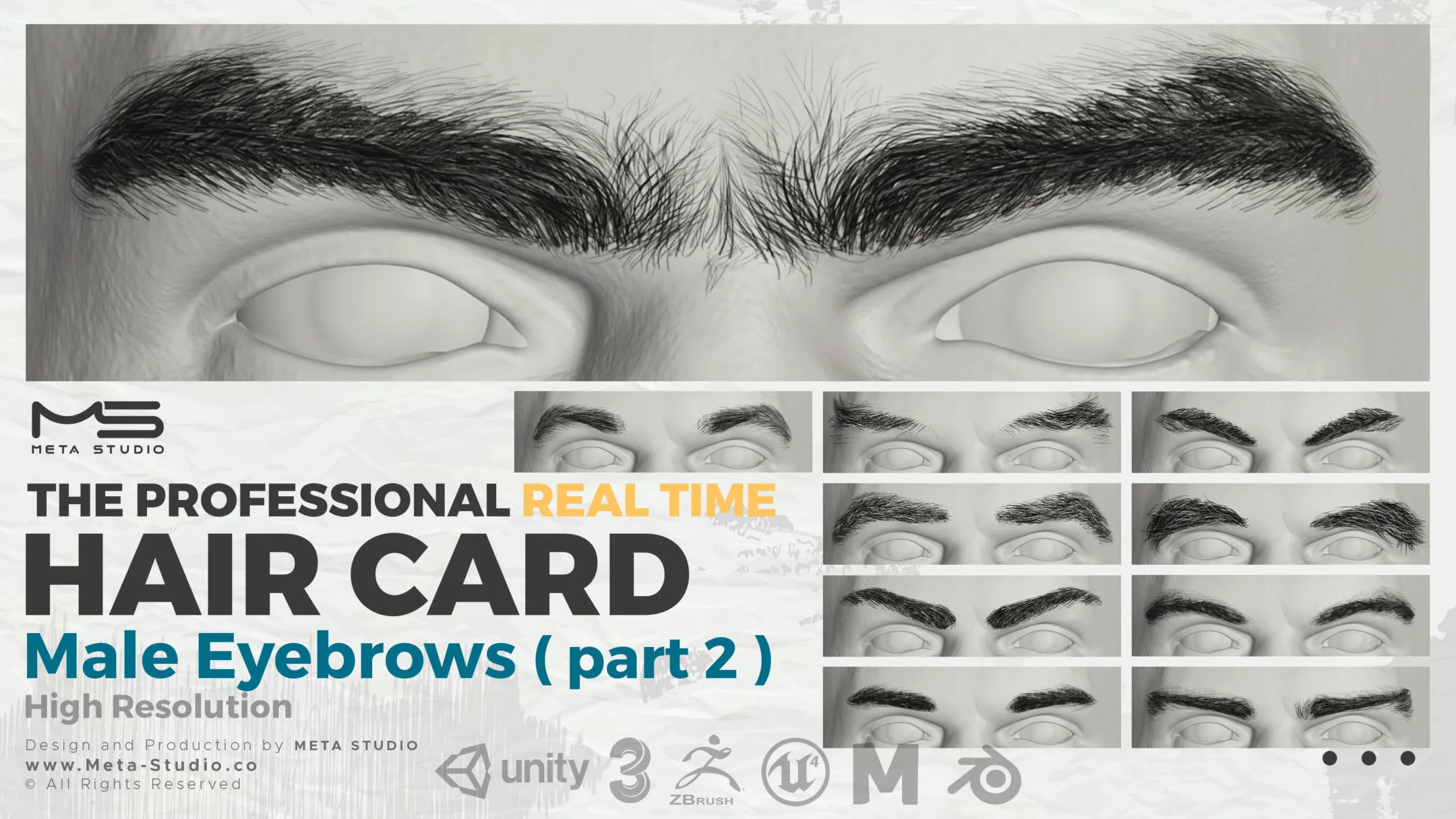 Male Eyebrows Part 2 - Professional Realtime Hair card