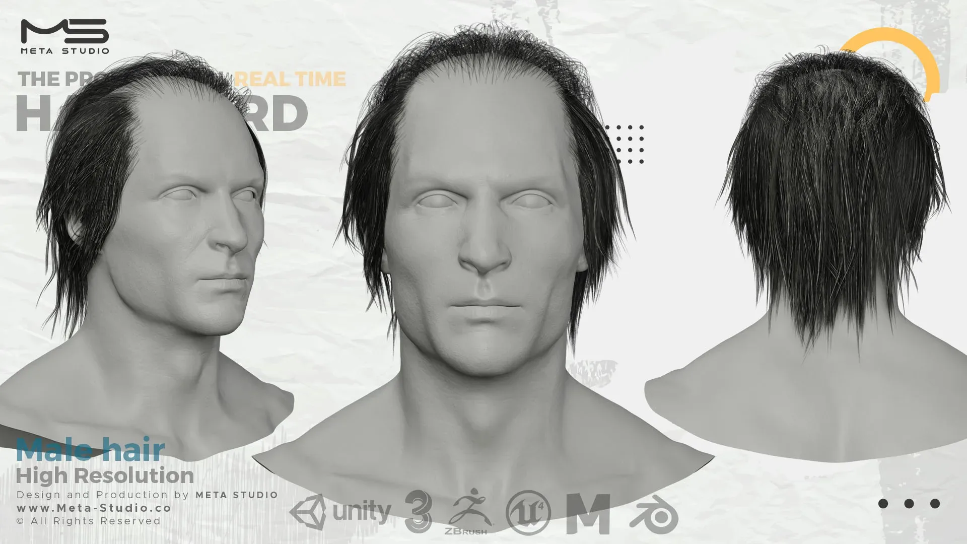 Male Hair Part 3 - Professional Realtime Hair card