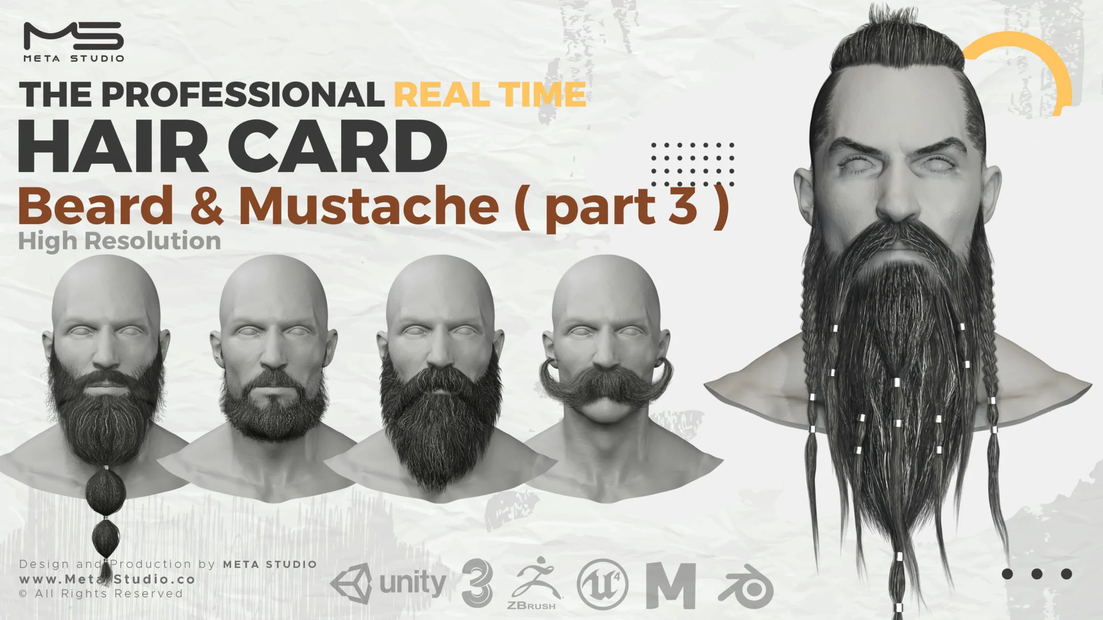 Beard and Mustache Part 3 - Professional Realtime Hair card