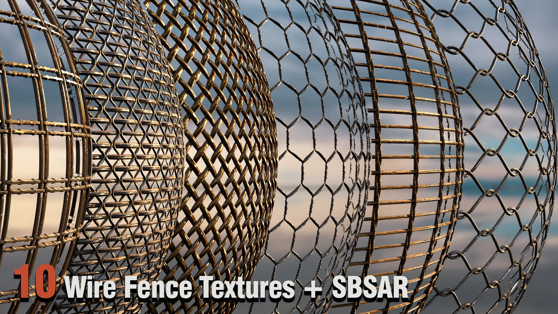 10 Wire Fence Textures + .SBSAR