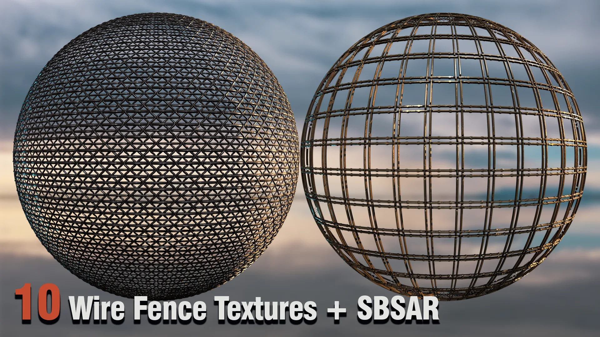 10 Wire Fence Textures + .SBSAR