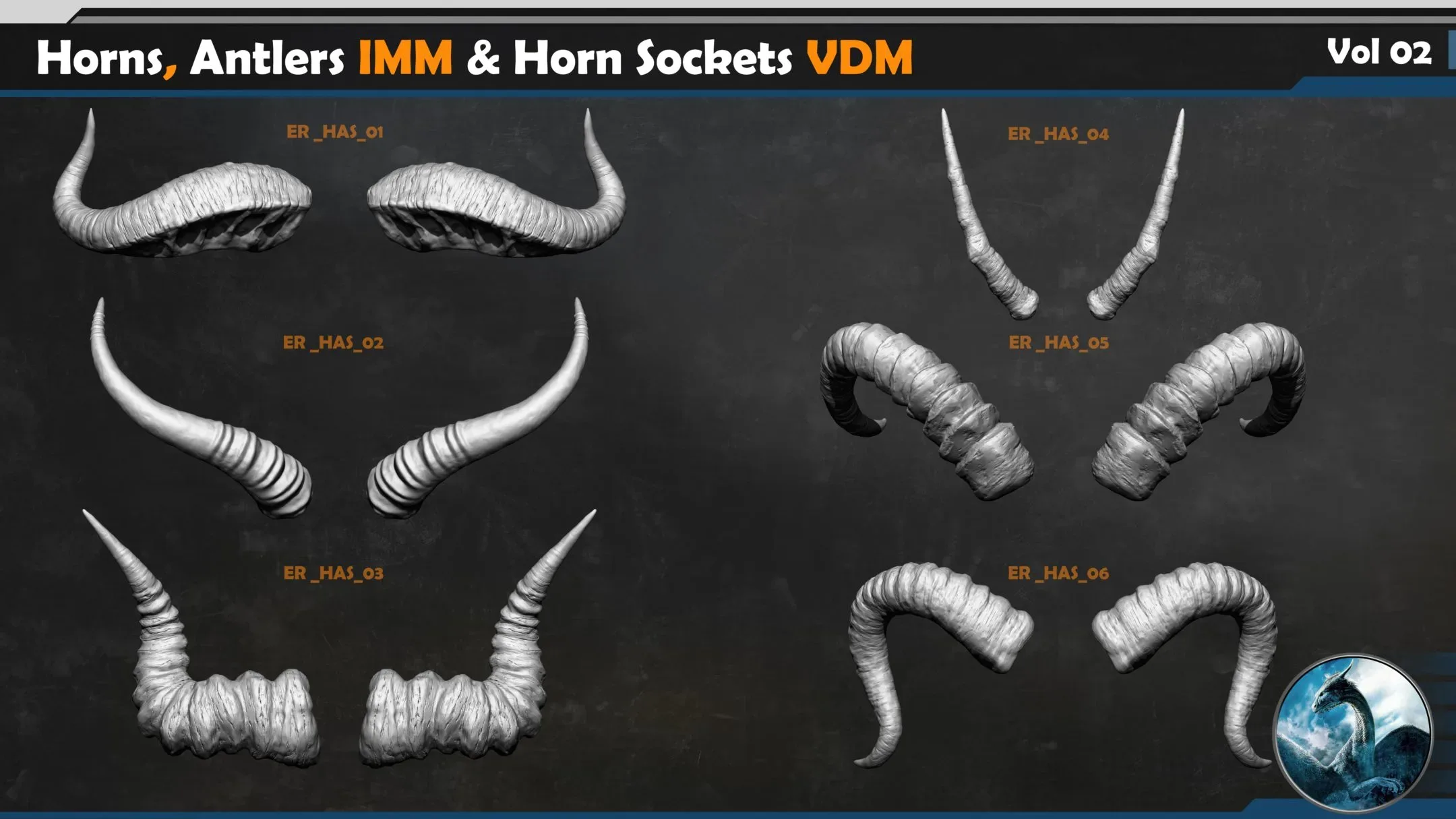 40 Horns, Antlers IMM & Horn Sockets VDM Vol 02