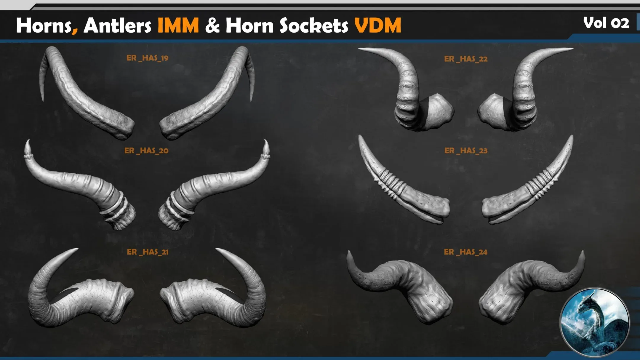 40 Horns, Antlers IMM & Horn Sockets VDM Vol 02