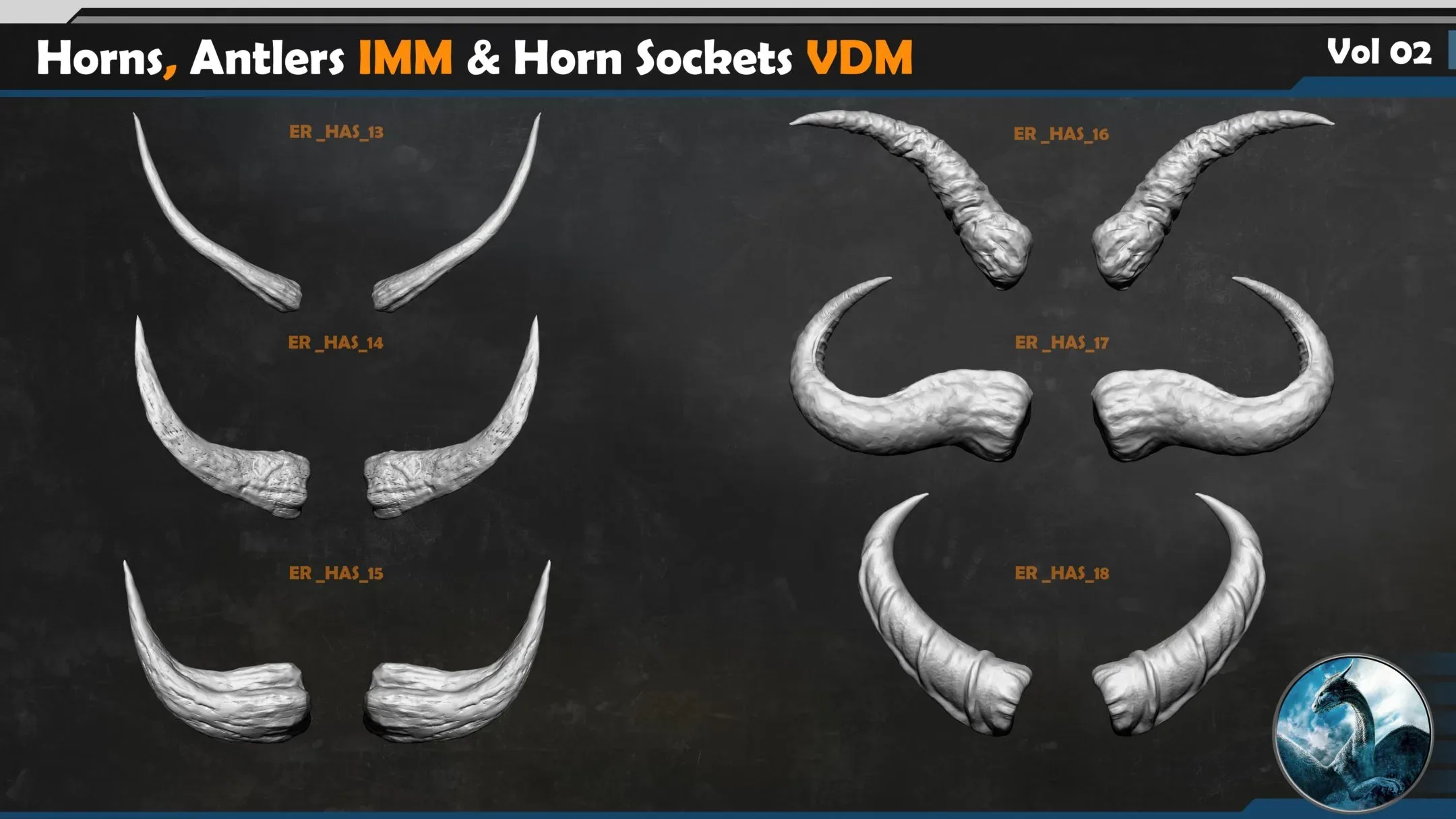 40 Horns, Antlers IMM & Horn Sockets VDM Vol 02