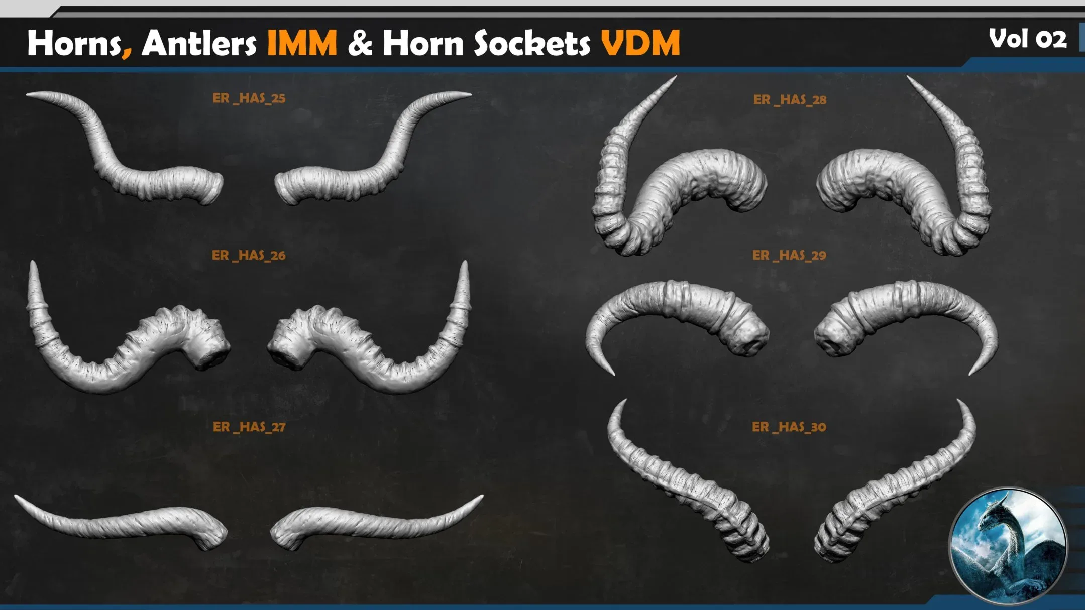 40 Horns, Antlers IMM & Horn Sockets VDM Vol 02