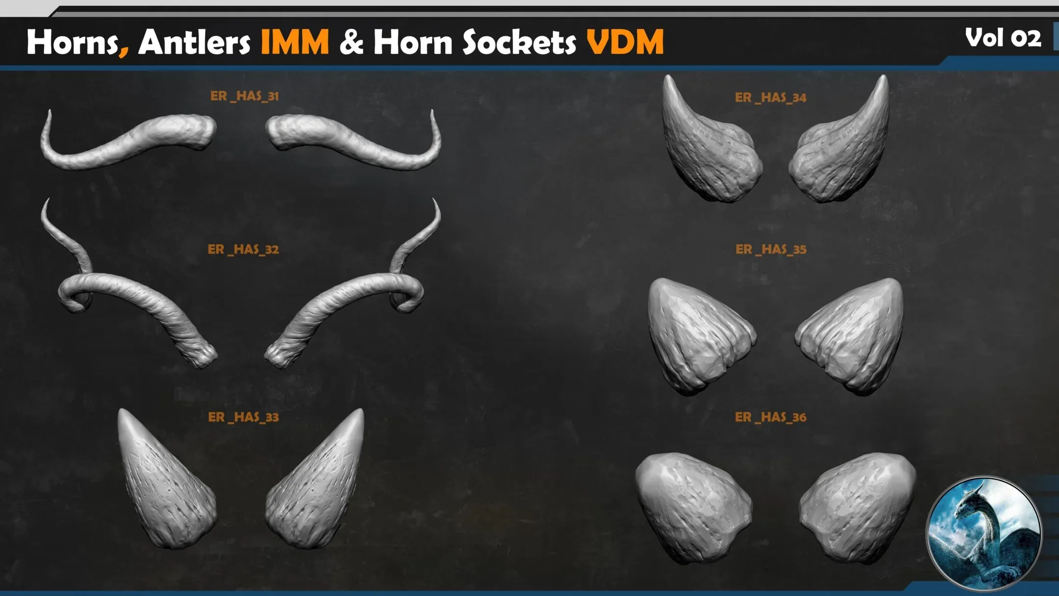 40 Horns, Antlers IMM & Horn Sockets VDM Vol 02