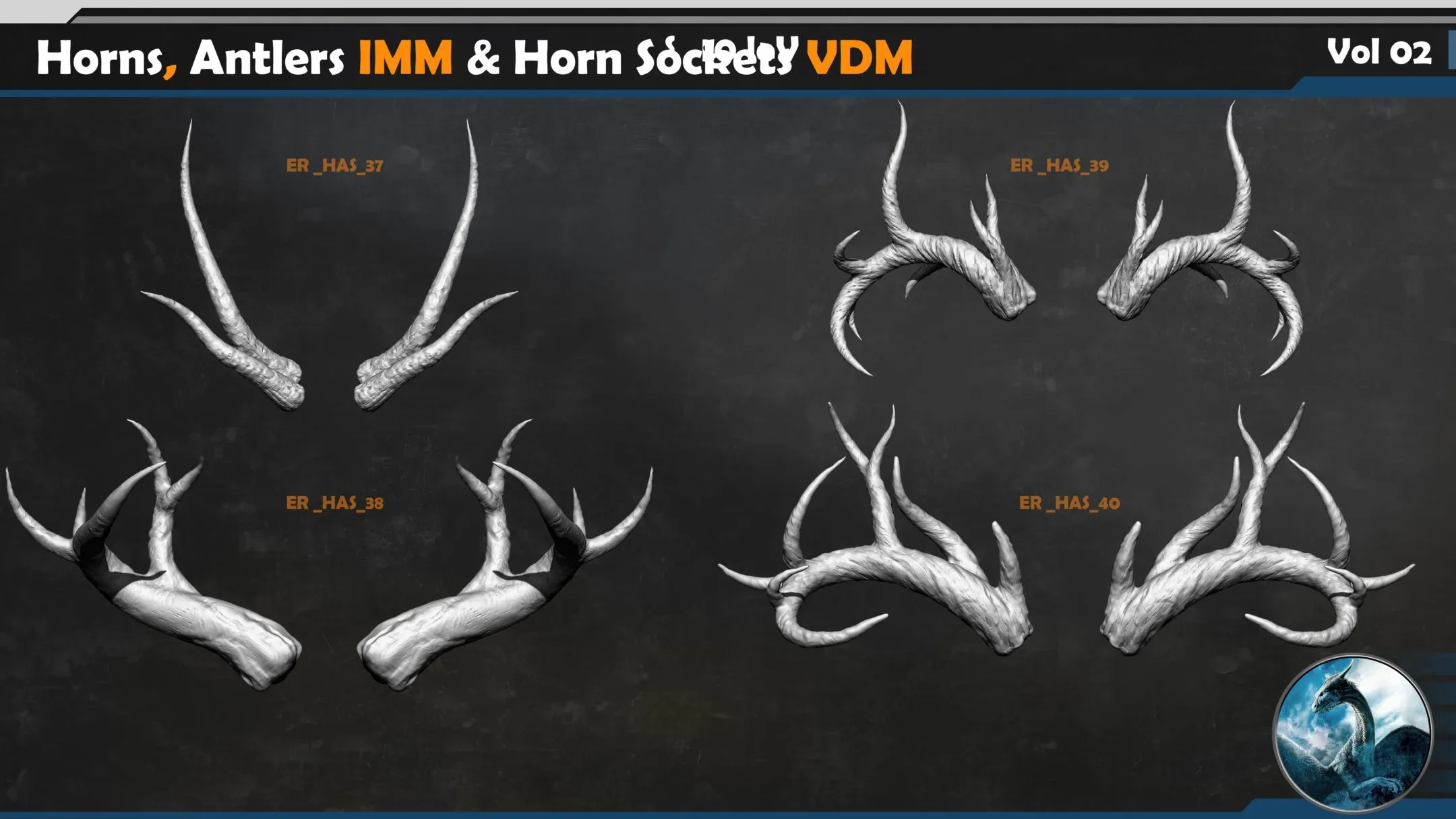 40 Horns, Antlers IMM & Horn Sockets VDM Vol 02