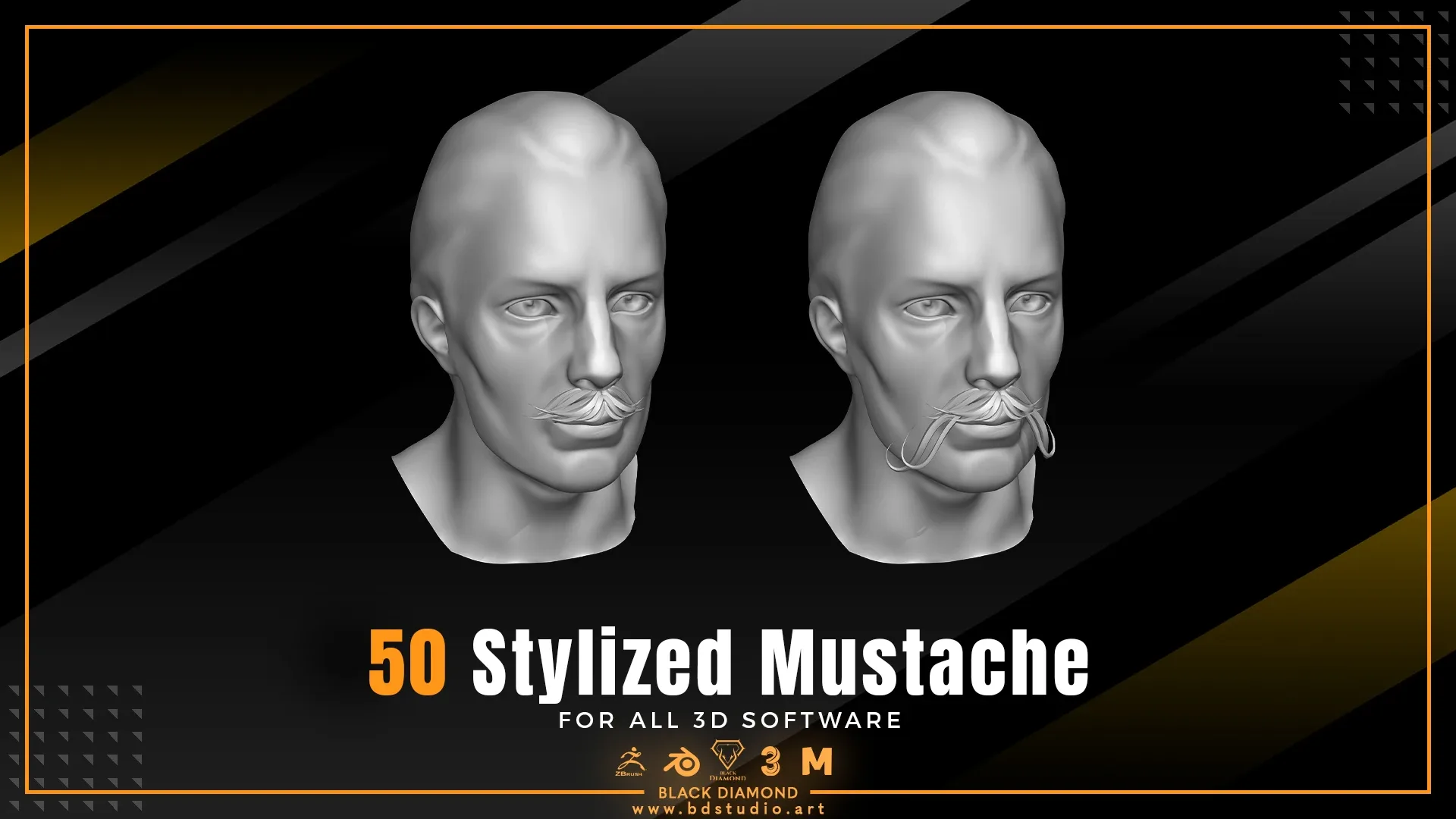 50 Stylized Mustache ( for all 3d software )