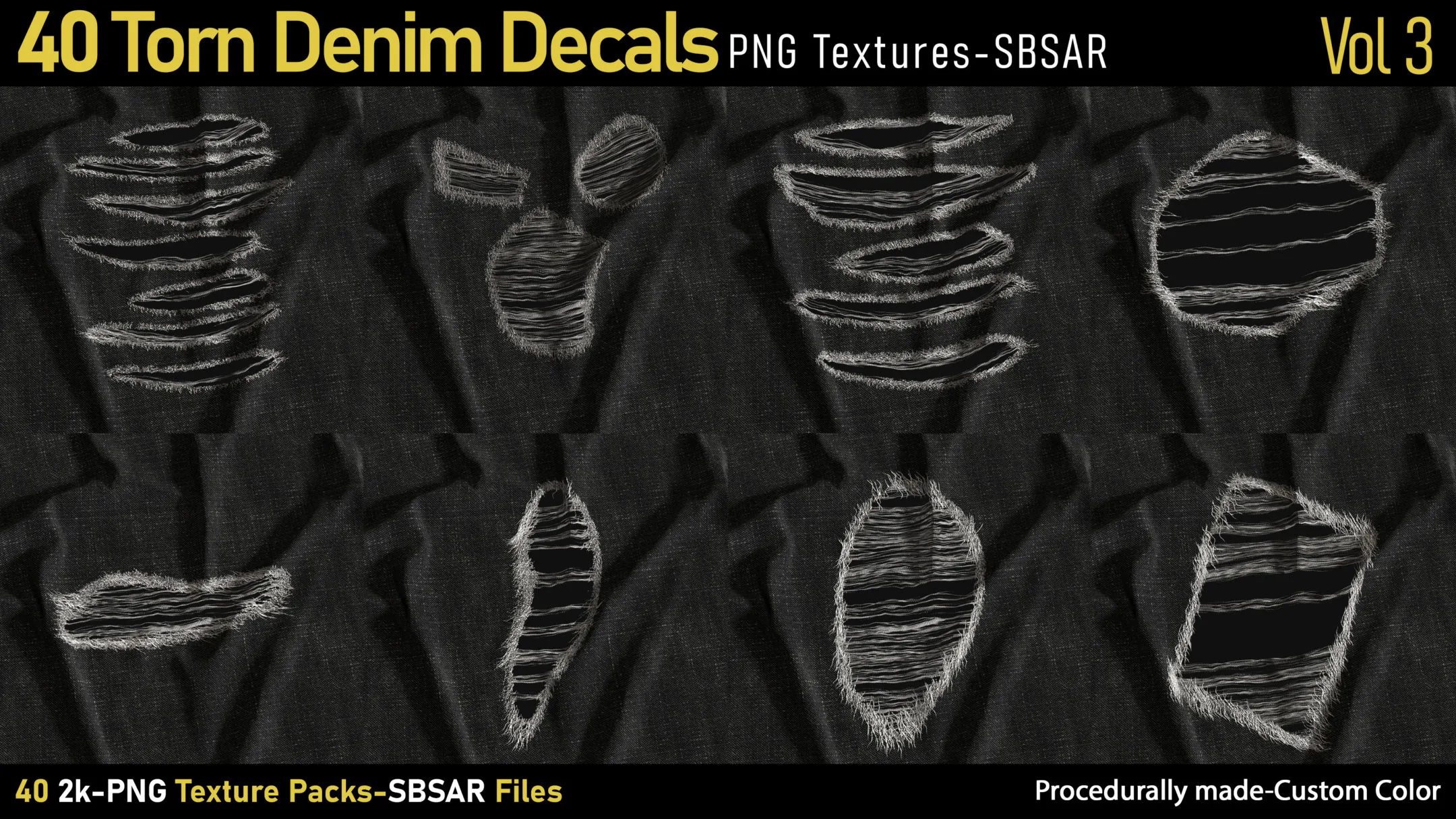 40 Torn Denim Decals-SBSAR-PNG