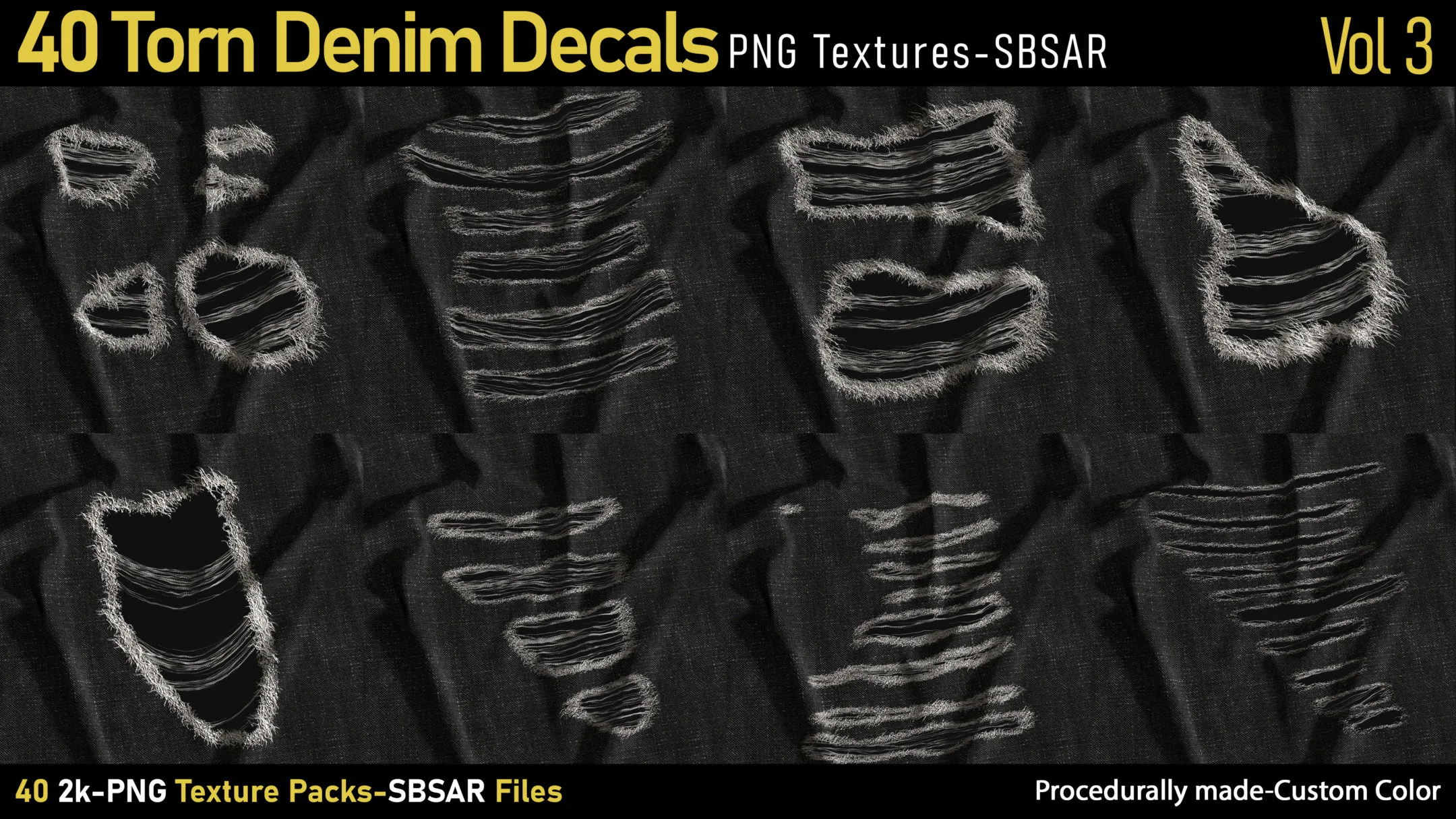 40 Torn Denim Decals-SBSAR-PNG