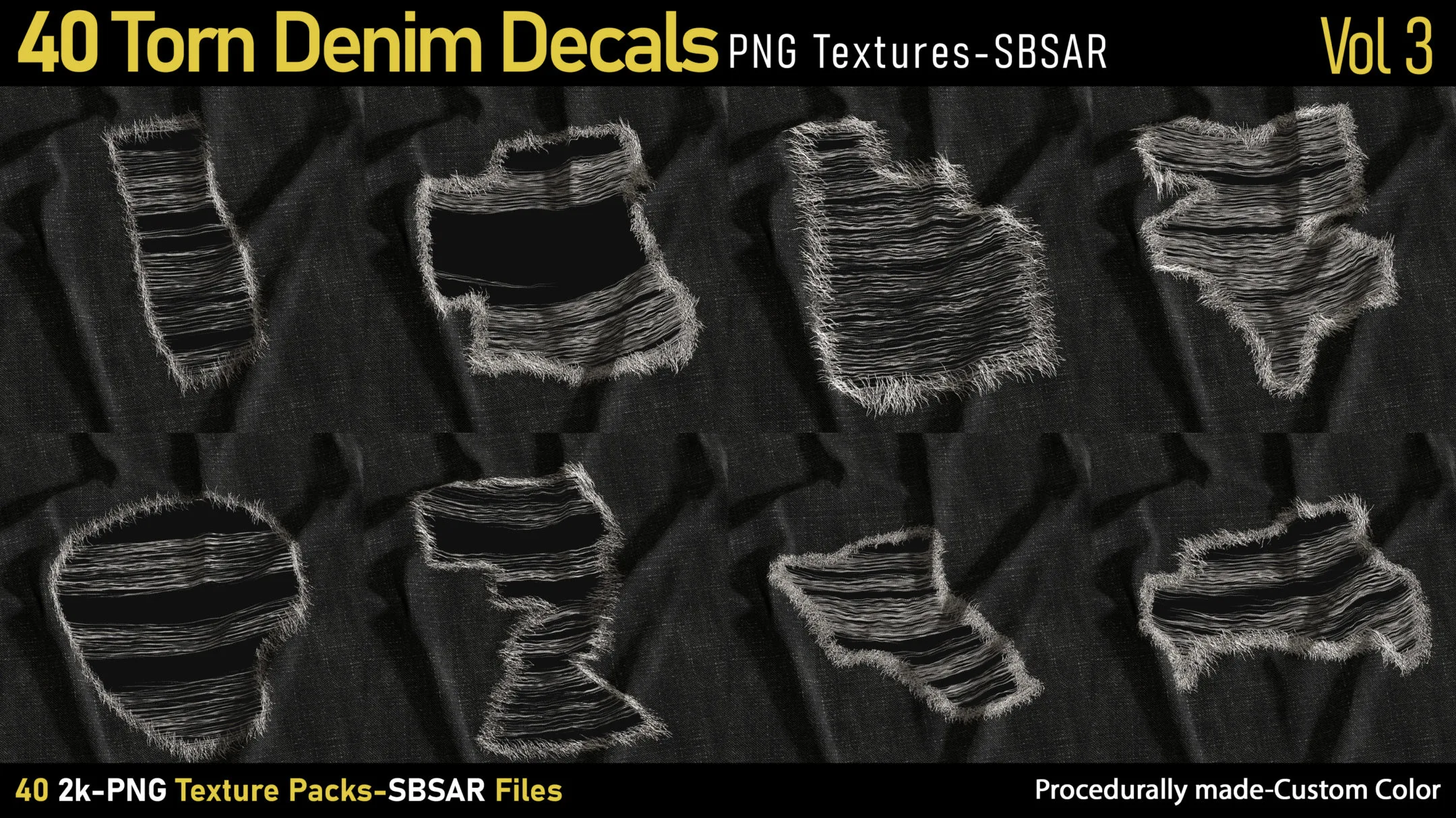 40 Torn Denim Decals-SBSAR-PNG