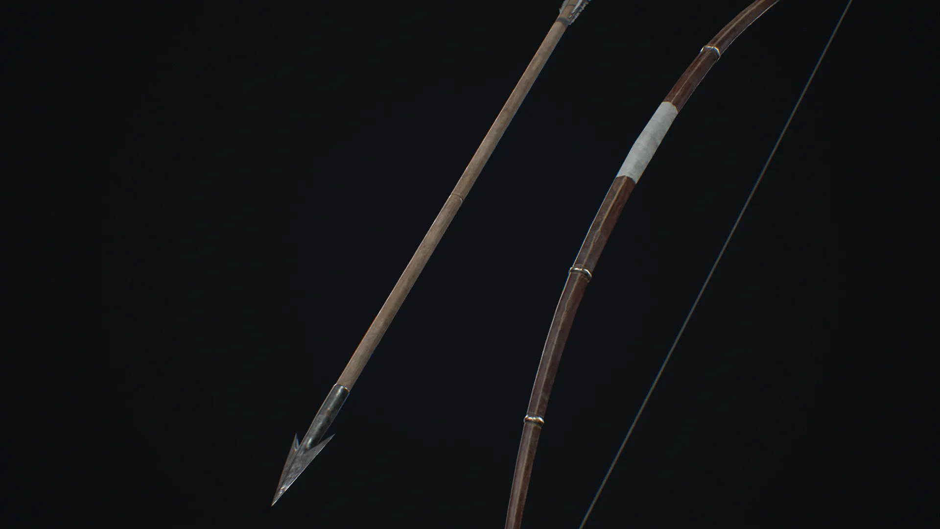 Medieval Weapon Bow and Arrow -PBR- Game Ready