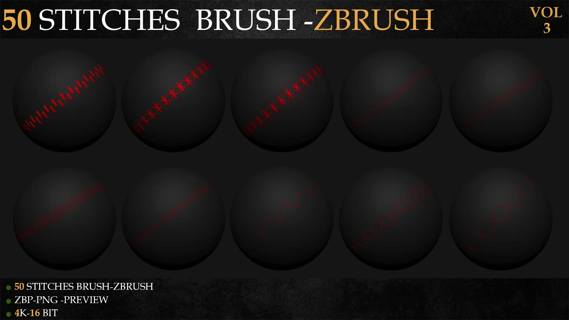 50 STITCHES BRUSH (ZBRUSH)-VOL 3