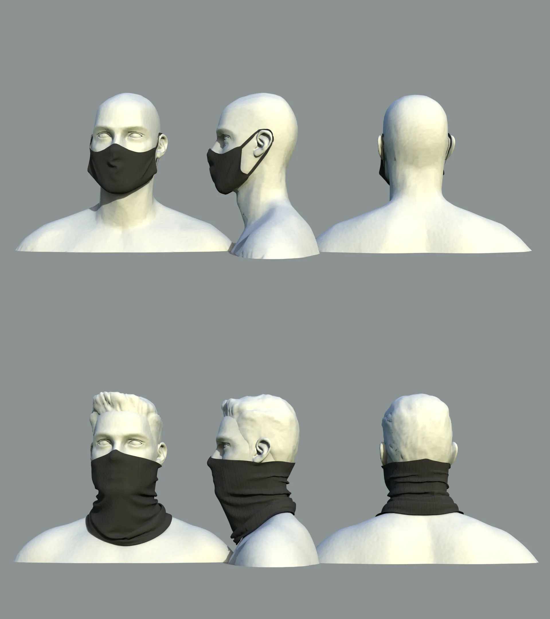 15 Face Mask Low Poly Pack With UV