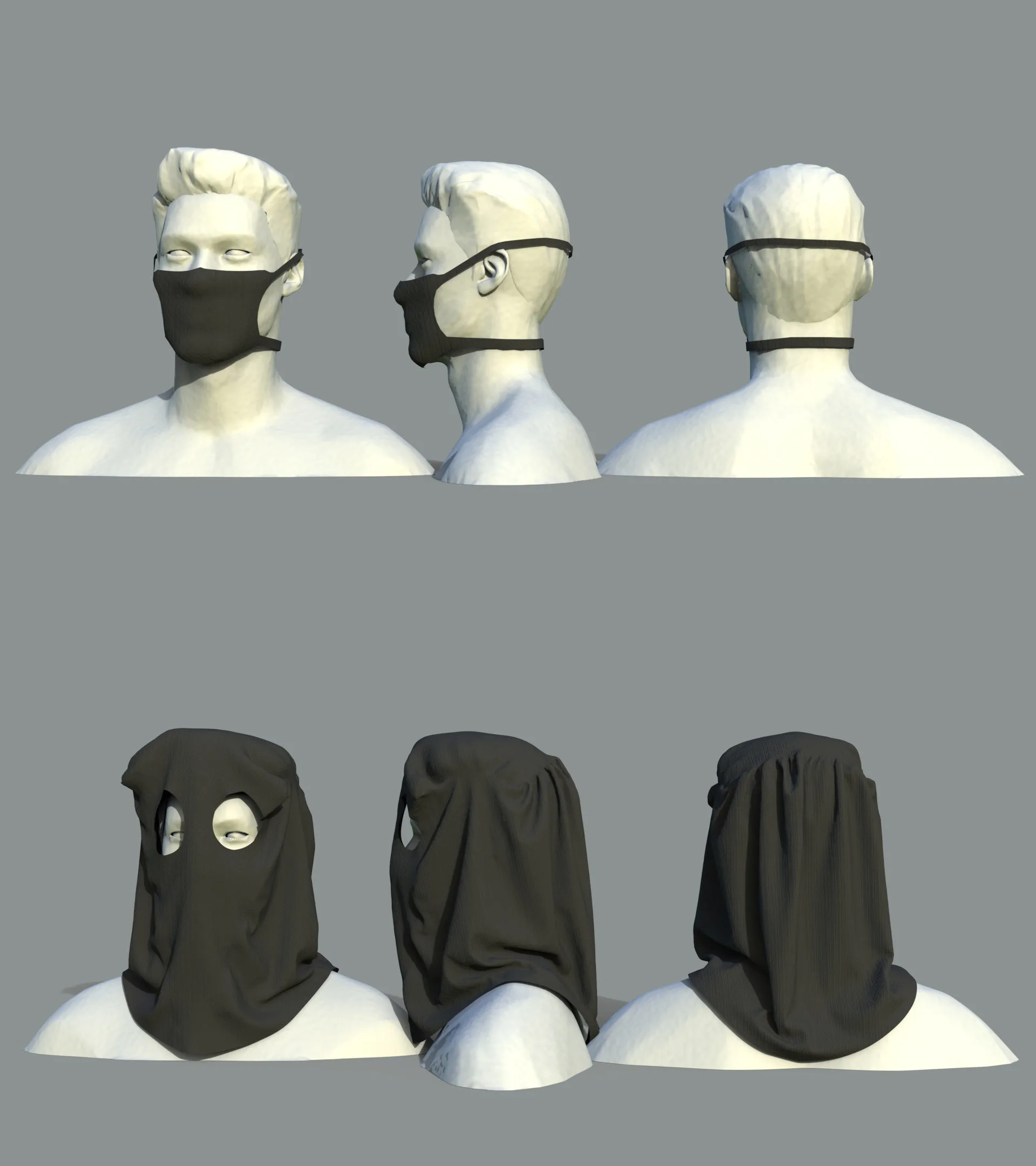 15 Face Mask Low Poly Pack With UV