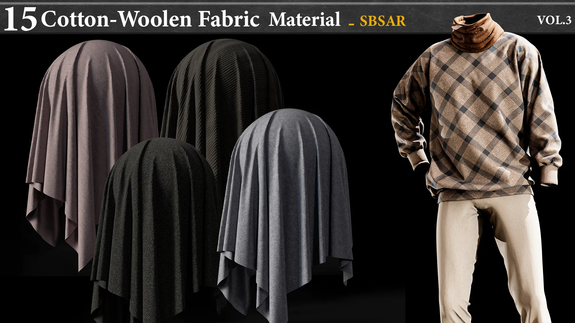 15 Cotton-Woolen & checkered Fabric Material_SBSAR VOL.3