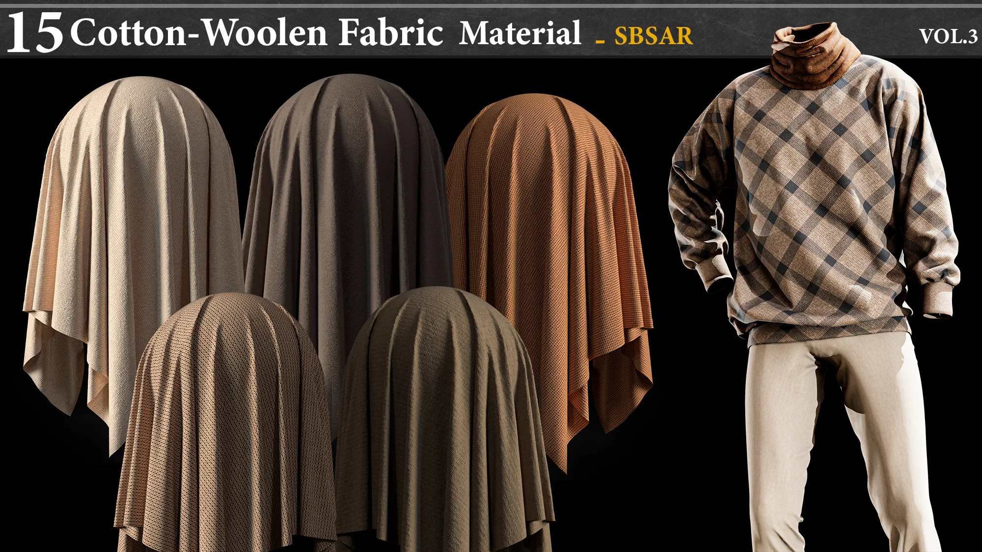 15 Cotton-Woolen & checkered Fabric Material_SBSAR VOL.3