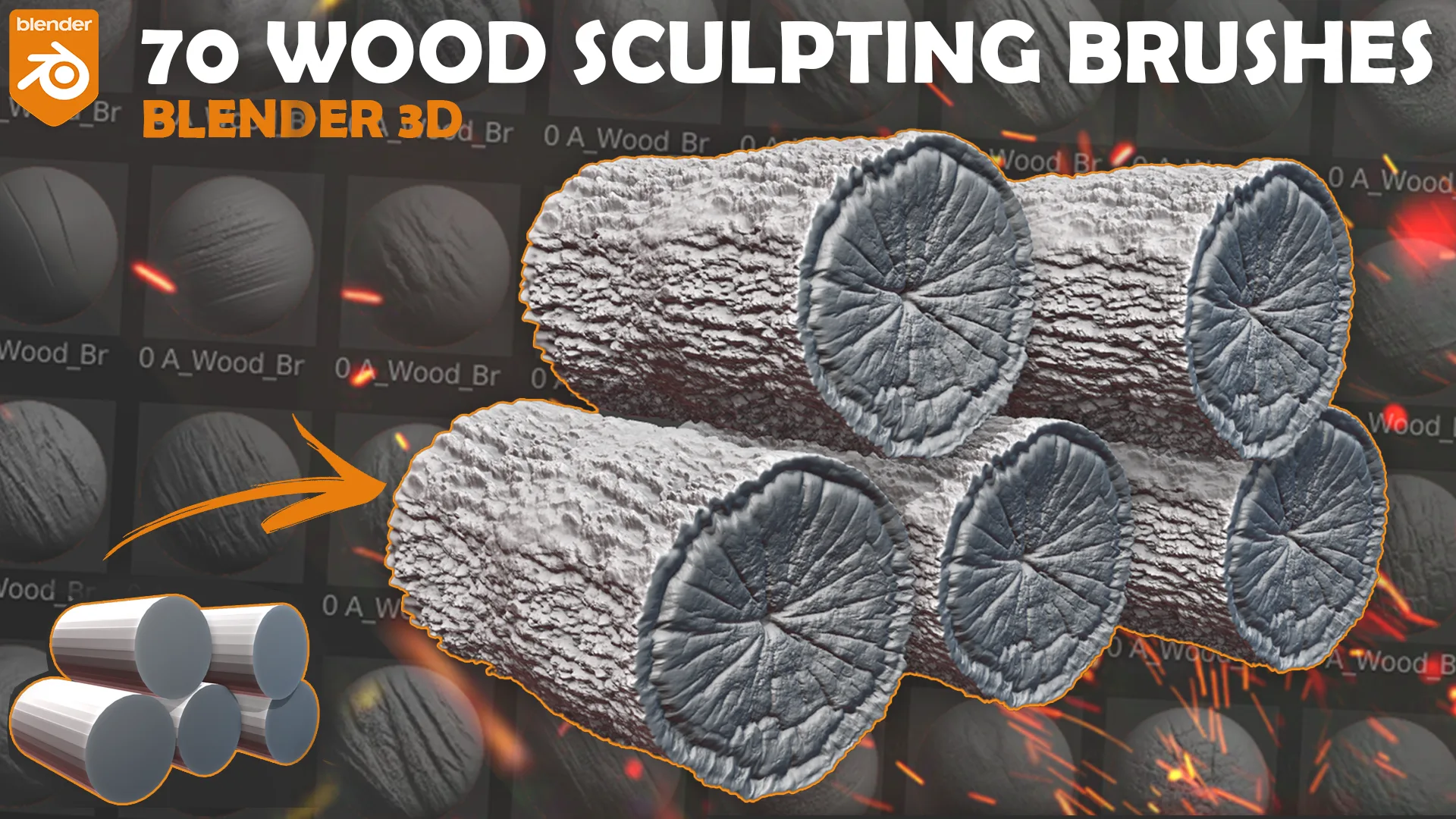 600 + Blender Sculpting Brushes (Fabric, Folds, Metal, Wood, Skin, Dragon, Fur, Hair, Rock, Ornaments)