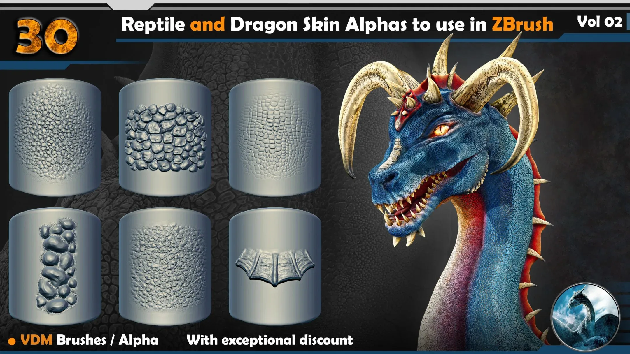 135 Reptile and Dragon Skin Brushes/Alphas Bundle (30% OFF)