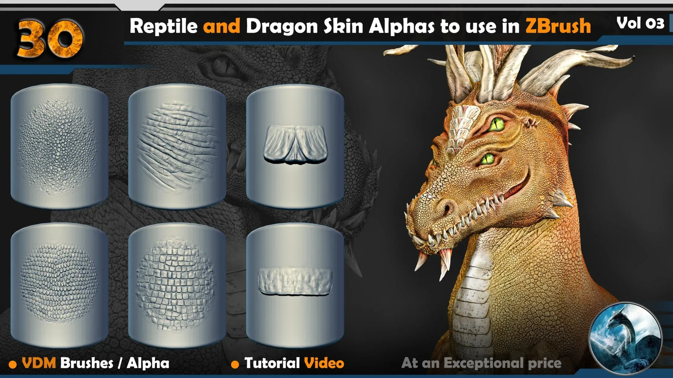 135 Reptile and Dragon Skin Brushes/Alphas Bundle (30% OFF)