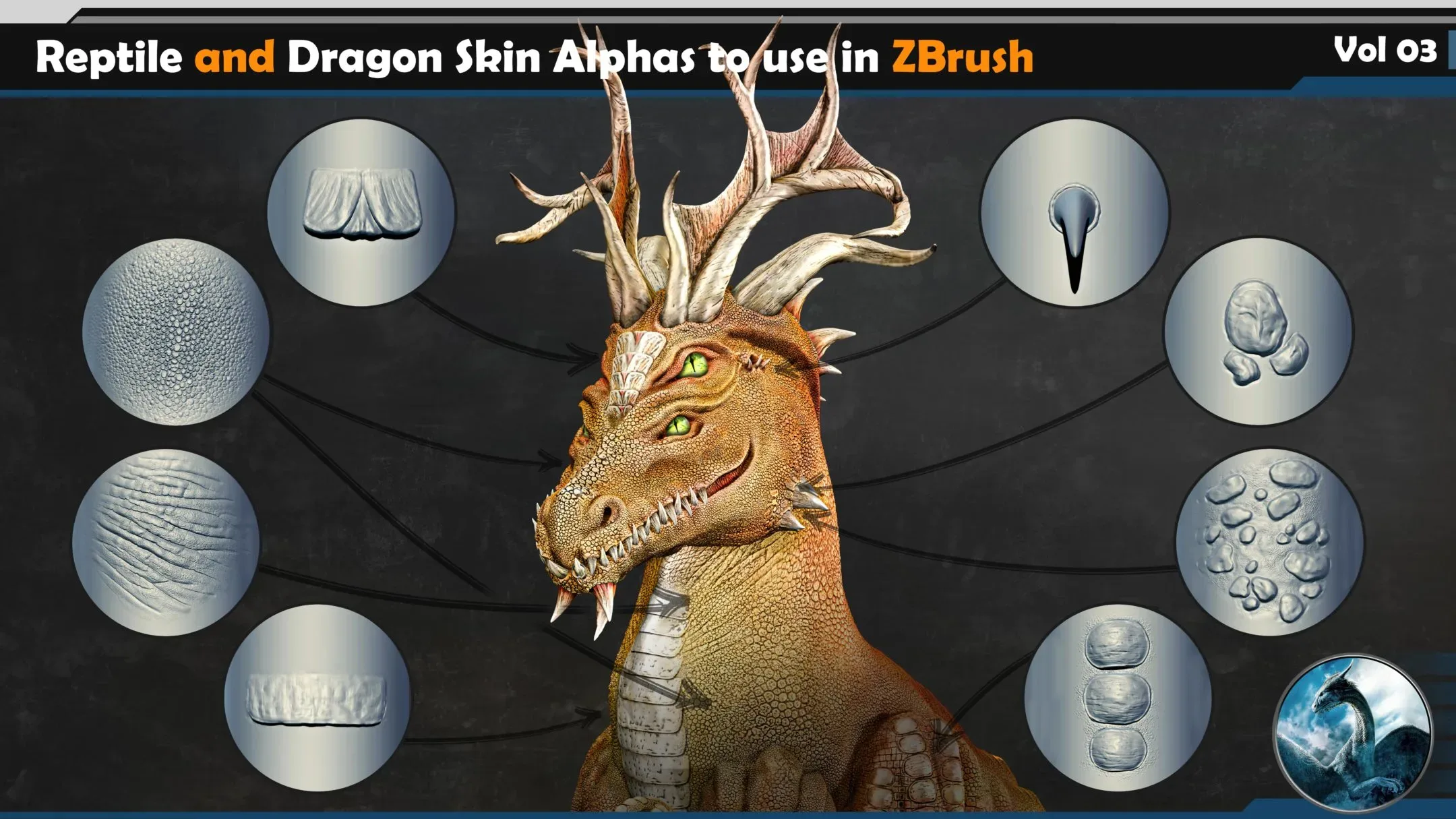 135 Reptile and Dragon Skin Brushes/Alphas Bundle (30% OFF)